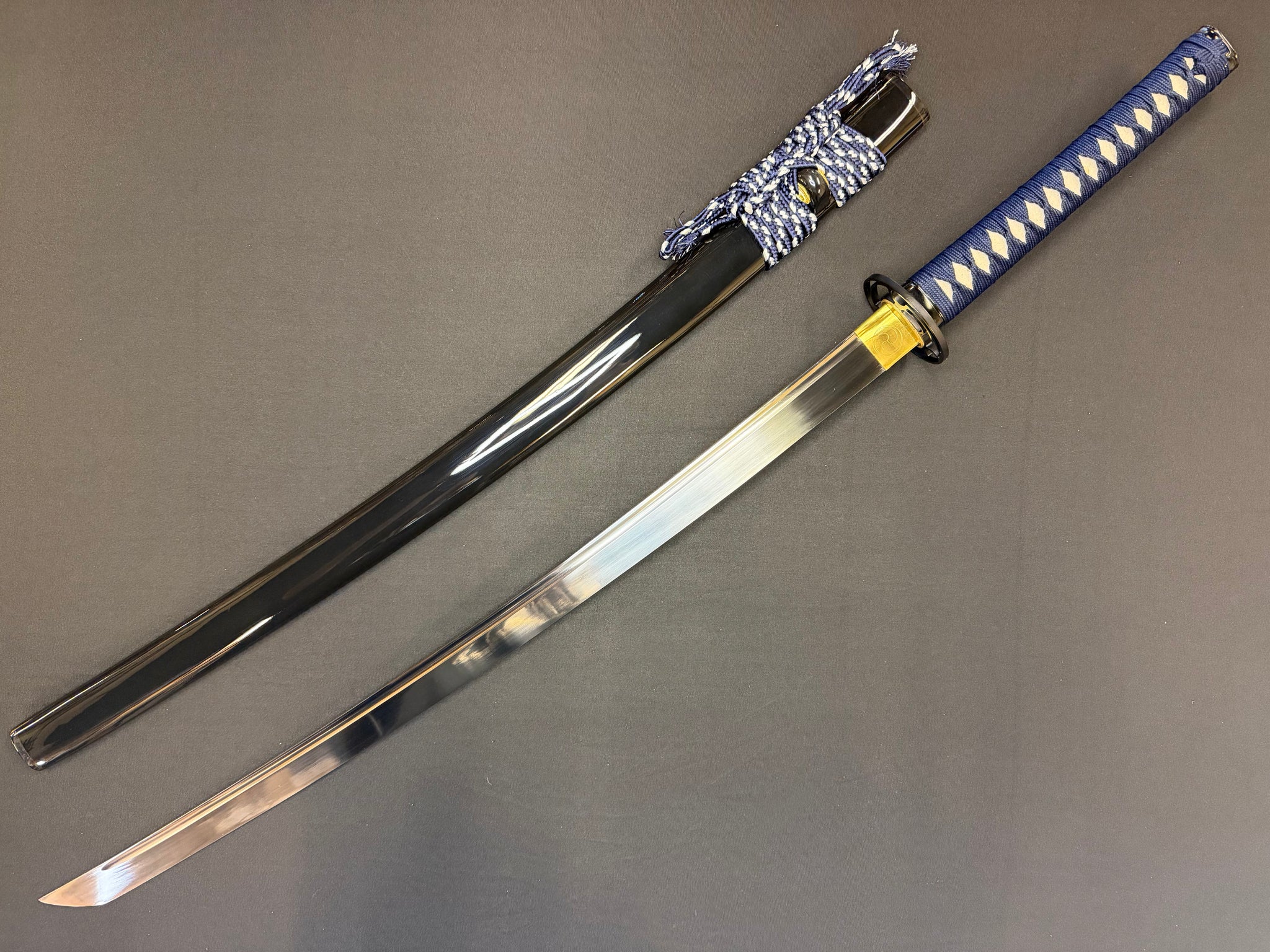 PRE-ORDER Phoenix Armory Samgakdo -  Korean Mat Cutter - Blue Mitsudomoe 65Mn Spring Steel Bo-hi