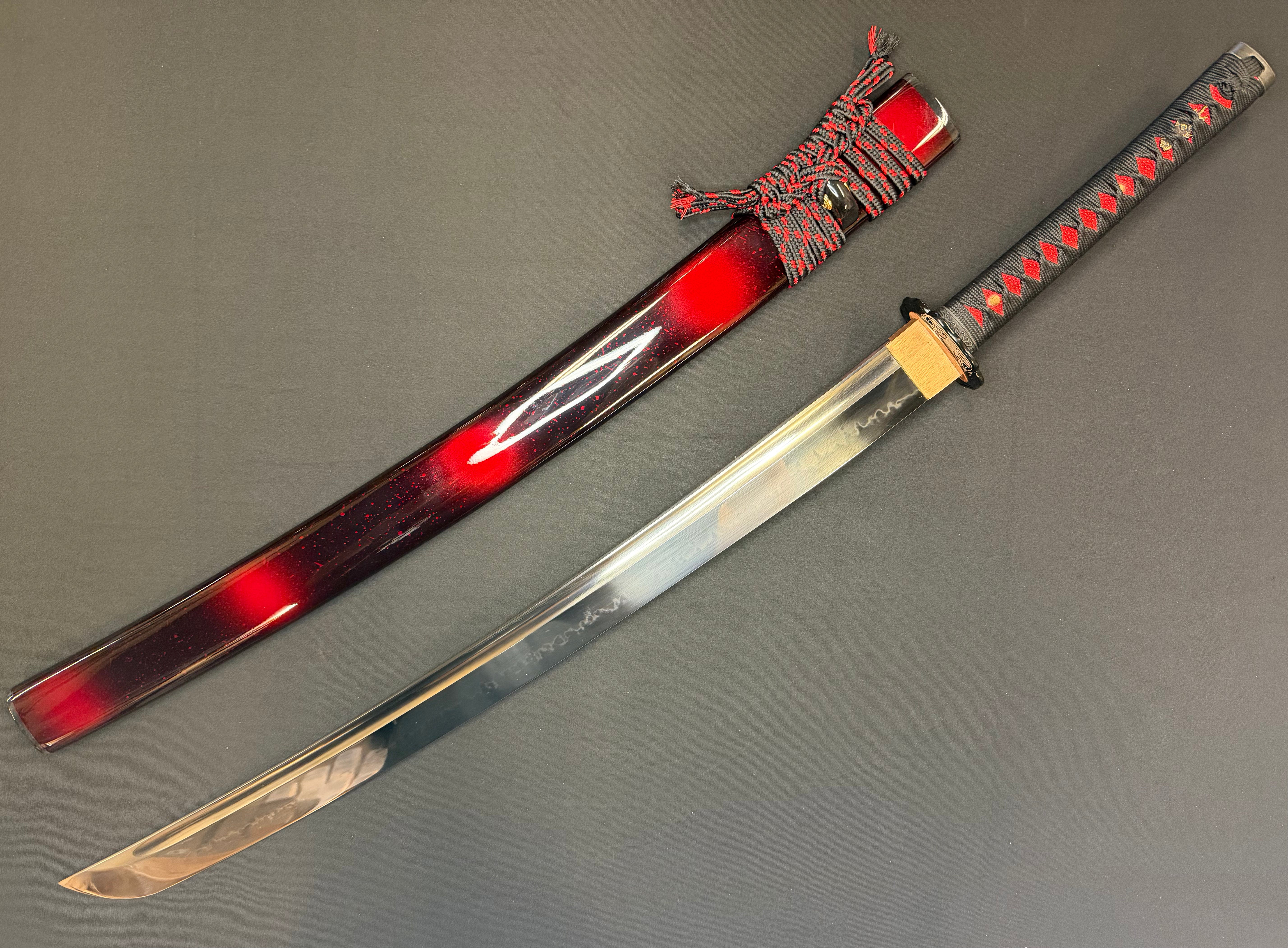 Legacy Steel O-Katana Titan Stout - Scarlet Imperial with Bo-hi, Choji Hamon, 1095 Clay Tempered