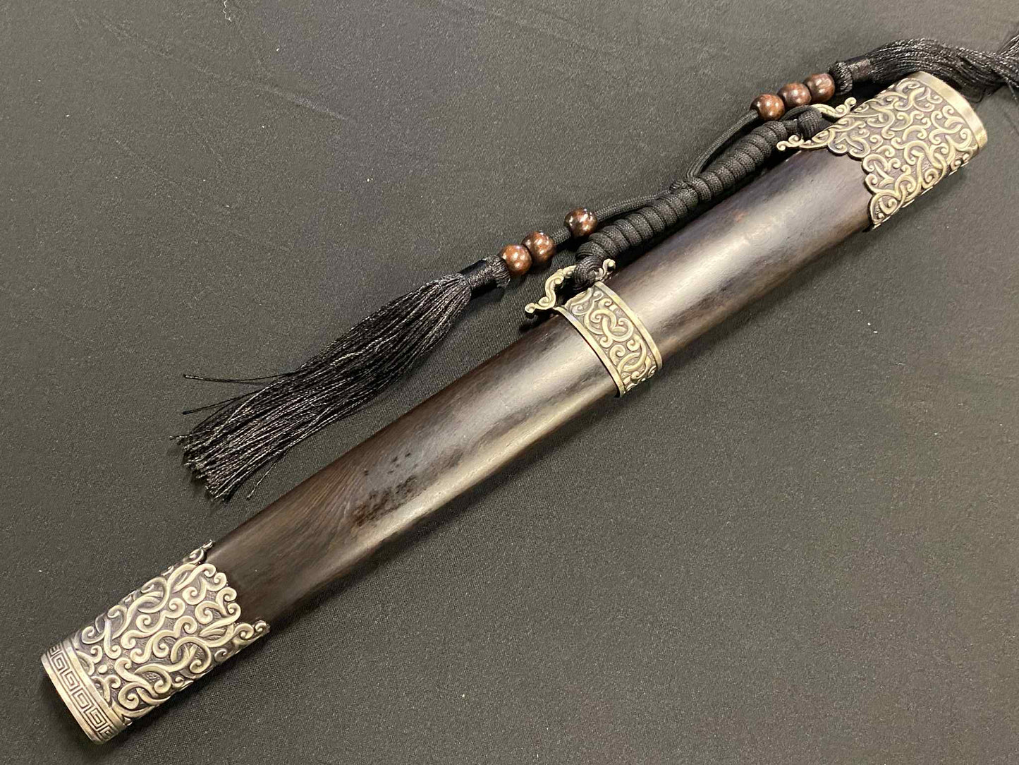 Eight Face Dagger - Ebony Scroll - Damascus