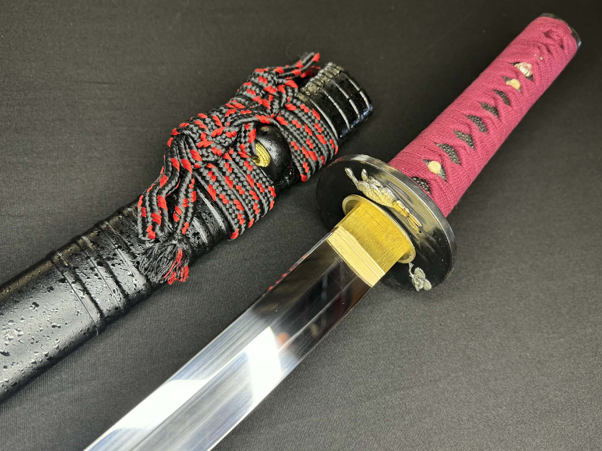 Legacy Steel Crimson Tiger Iris Reaper Wakizashi  - 1095 Clay Tempered Shobu Zukuri Suguha