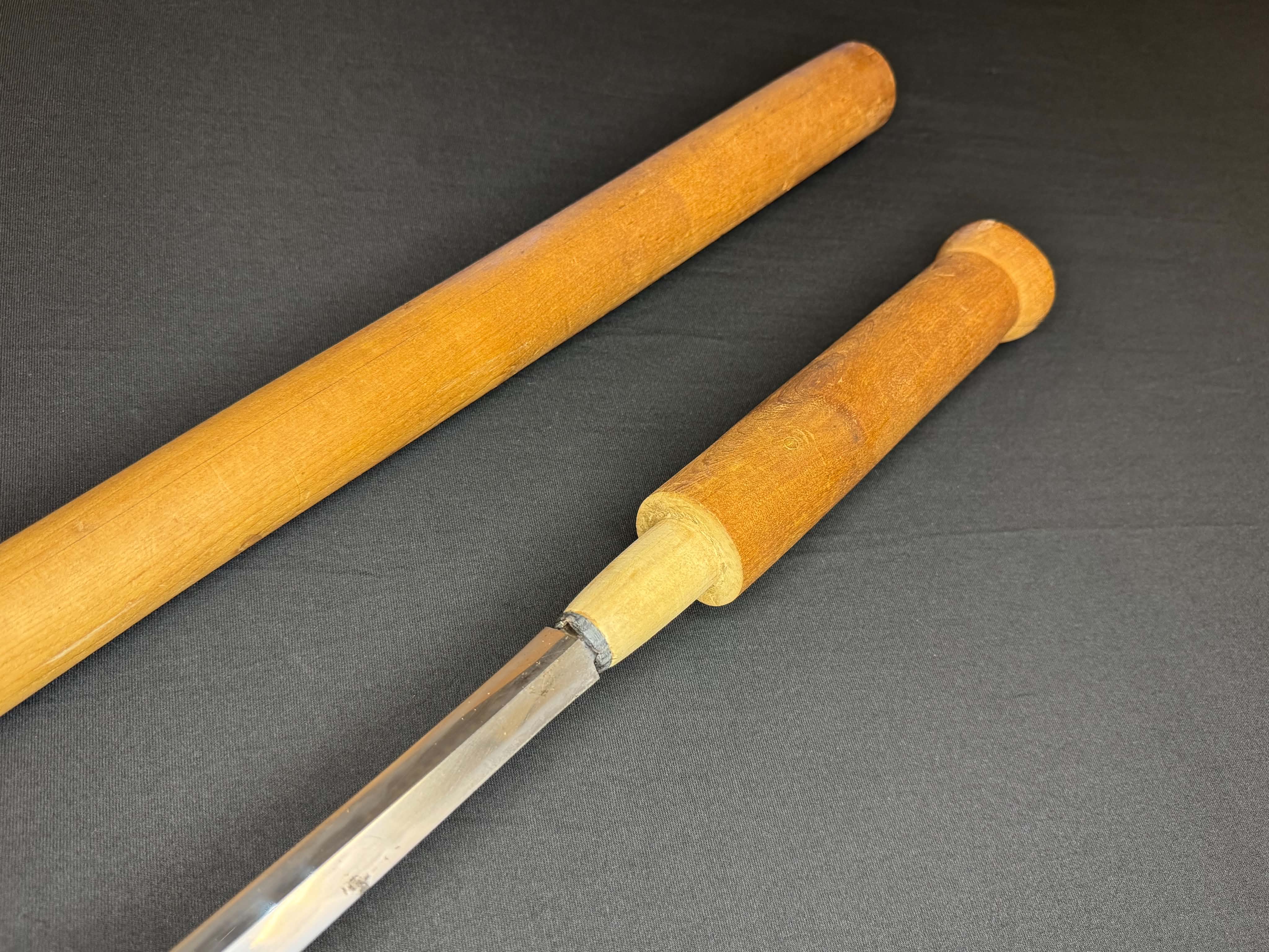 Antique Nihonto - Sankaku Yari in Shikomizue mounts (Stick Sword), signed -tsune