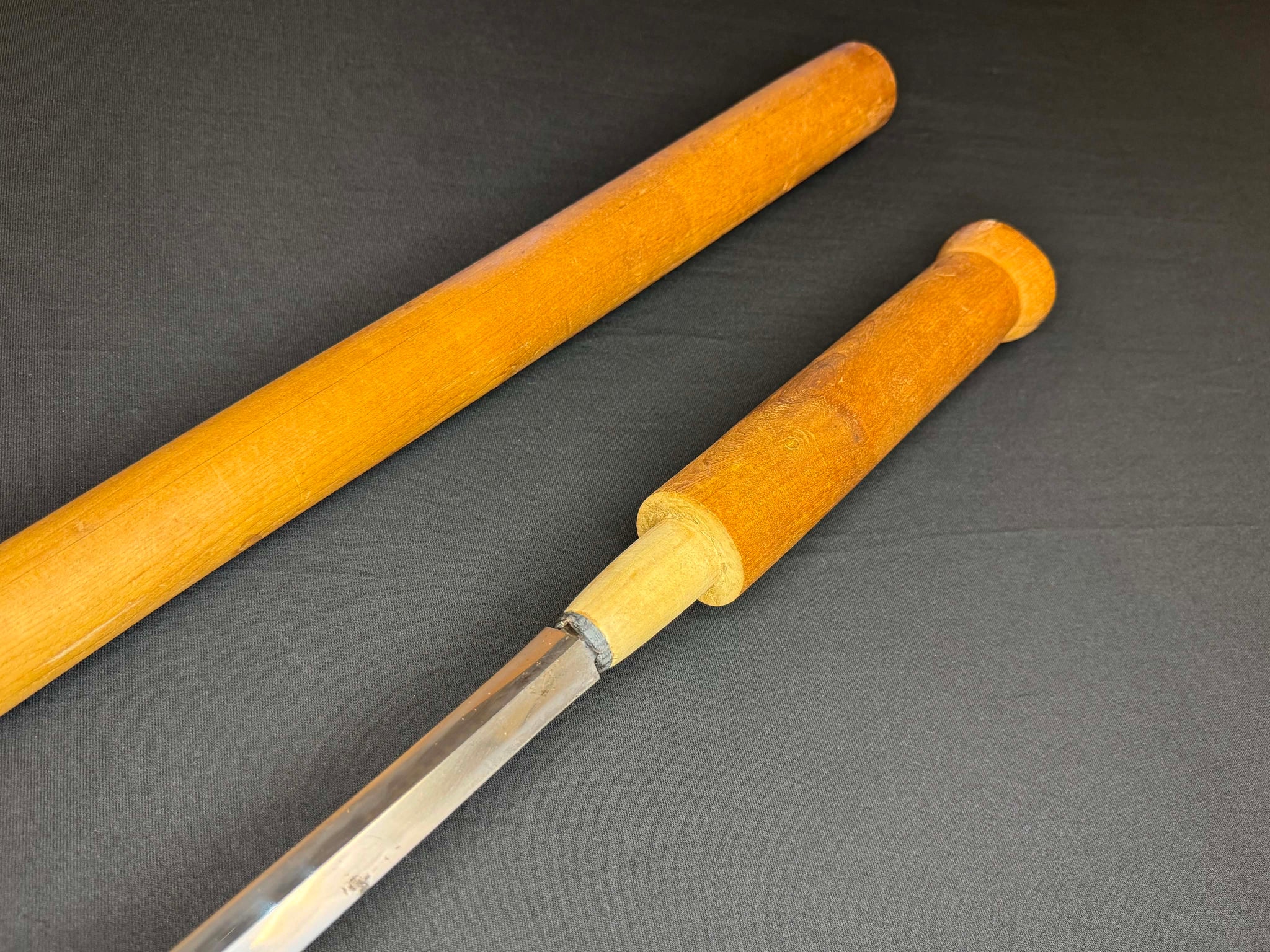 Antique Nihonto - Sankaku Yari in Shikomizue mounts (Stick Sword), signed -tsune