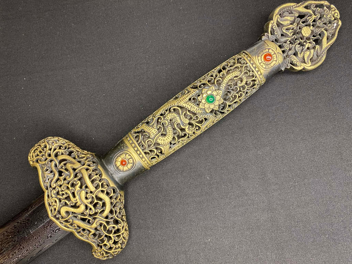 Phoenix Armory Qing Jian - Imperial Dragon -  four-face Damascus, Brass fittings