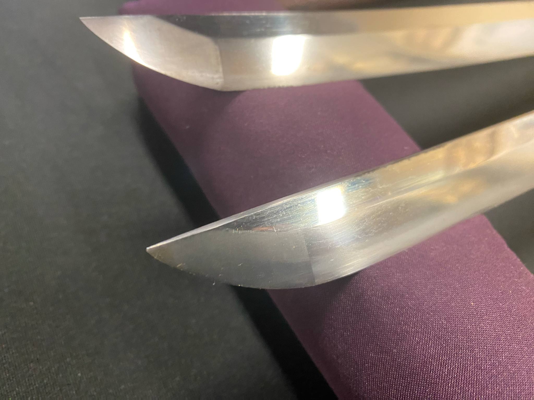 Antique Nihonto - Daishou Katateuchi Katana (Late Muromachi, signed Norimitsu) and Wakizashi (Late Muromachi, signed Bishu Mihara Ju Kai Masahisa) (neither verified)