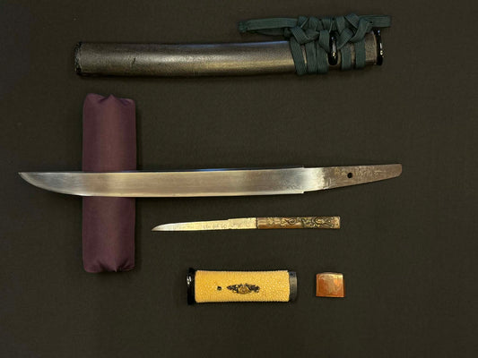 Antique Nihonto -  Edo Period (150-300 years old) Tanto in Koshirae - Signed Sekishu Ju Kiyoshige (unverified)