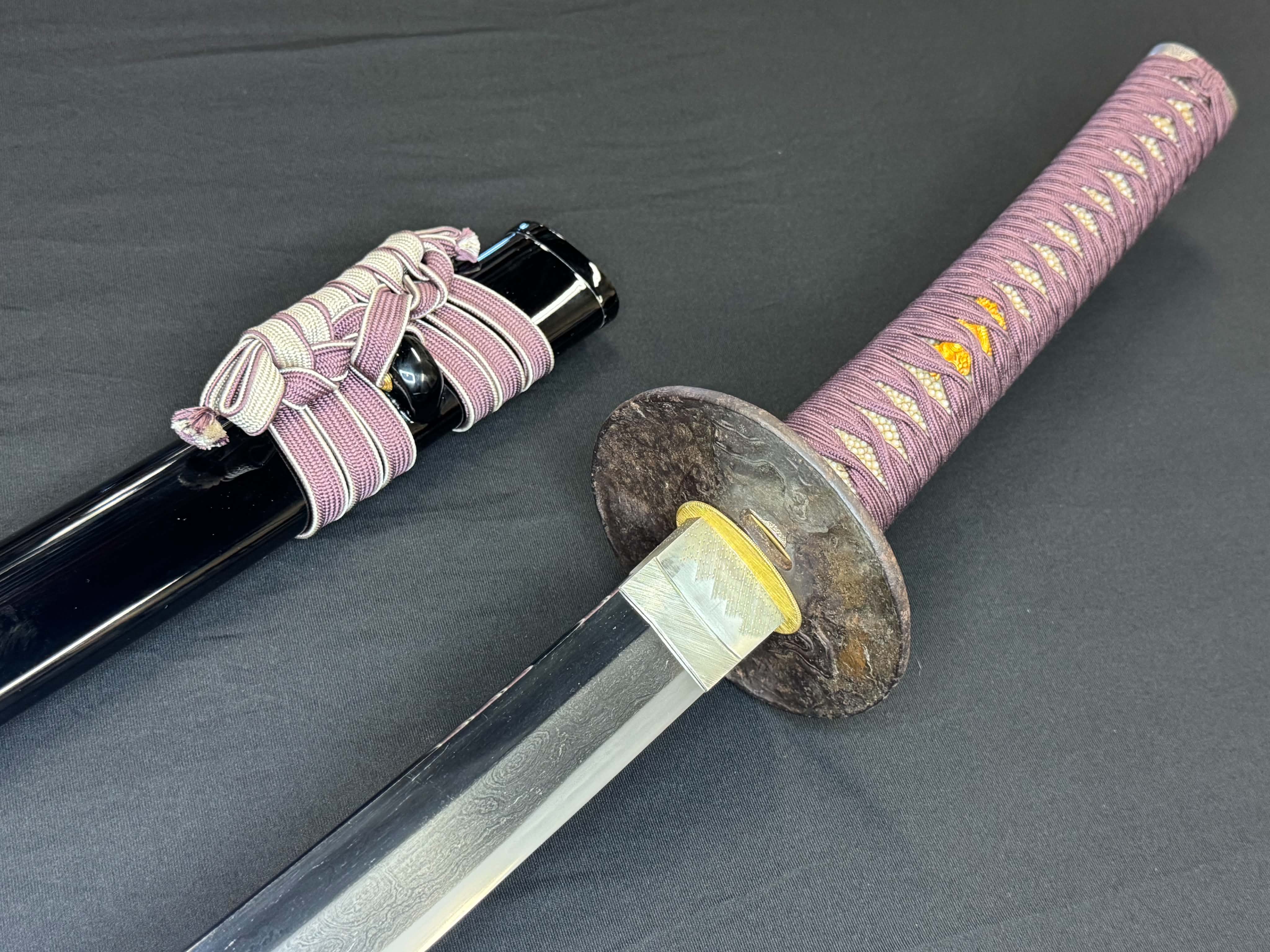 Antique Nihonto - Late Edo GIANT Katana with Koshirae, Signed Koshu Yori Katsuyamajo Minami Hisatsugu Saku Kore, Dated Tenpo 13 February, NBTHK Certified