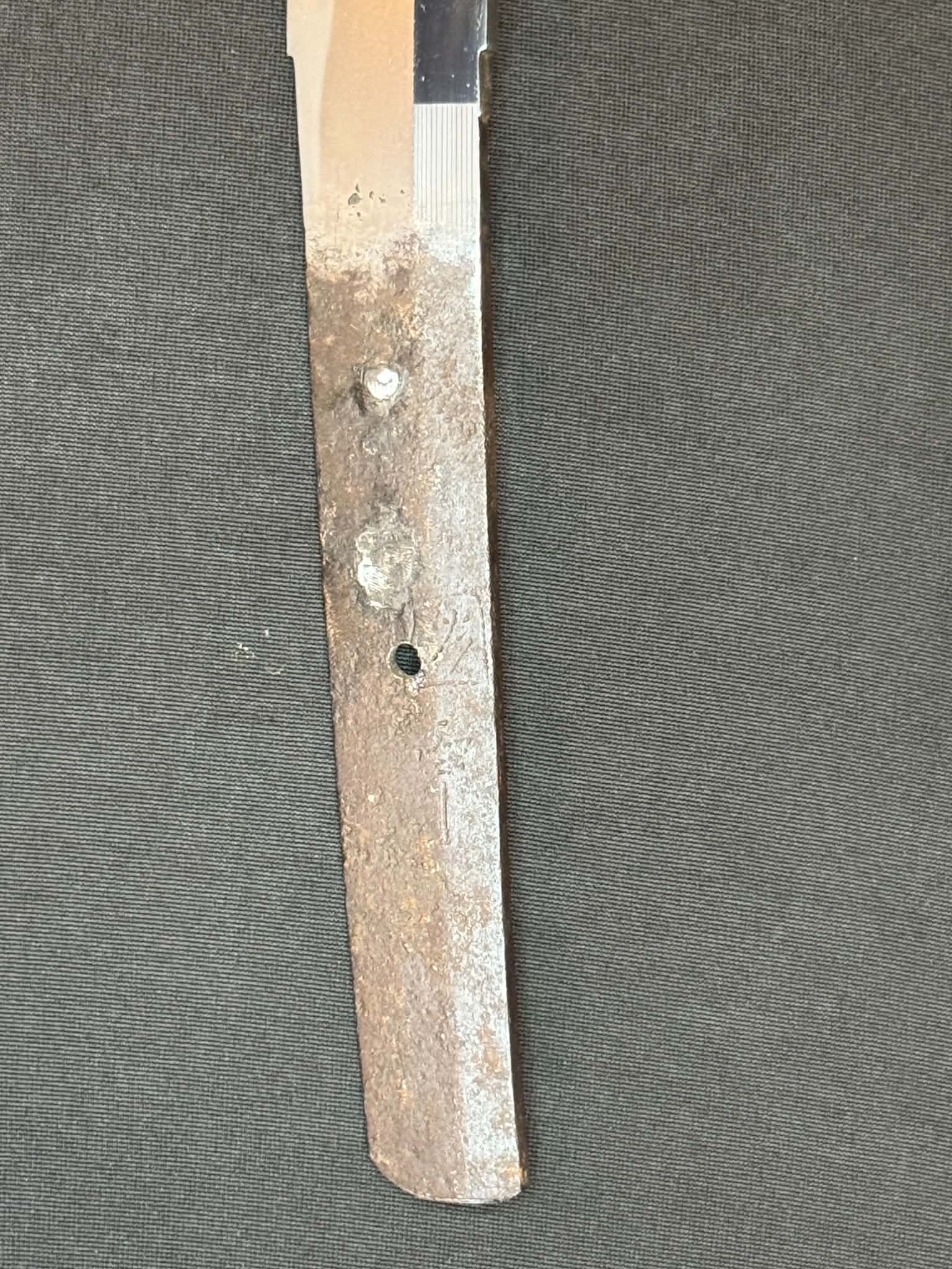 Antique Nihonto - Possible BATTLE DAMAGE Katana in Tachi Koshirae, signed Kunimune (unverified)