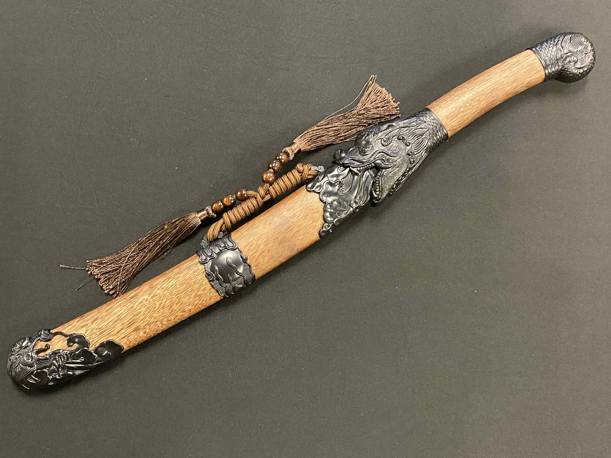 Dao Dagger - Fire Dragon Red Damascus Steel