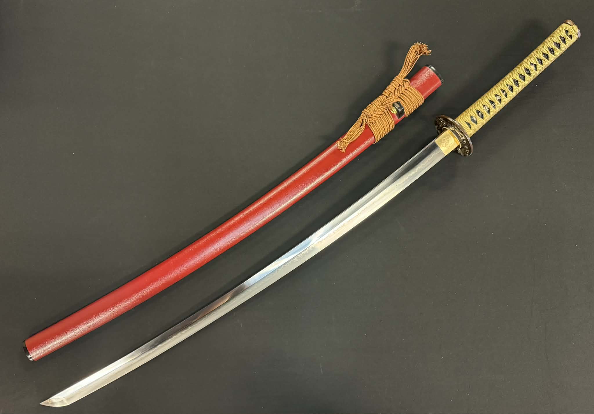 Moritaka Razor Prestige Katana - Sun Cherry - Clay-Tempered T10 Choji hamon, Hazuya Polish