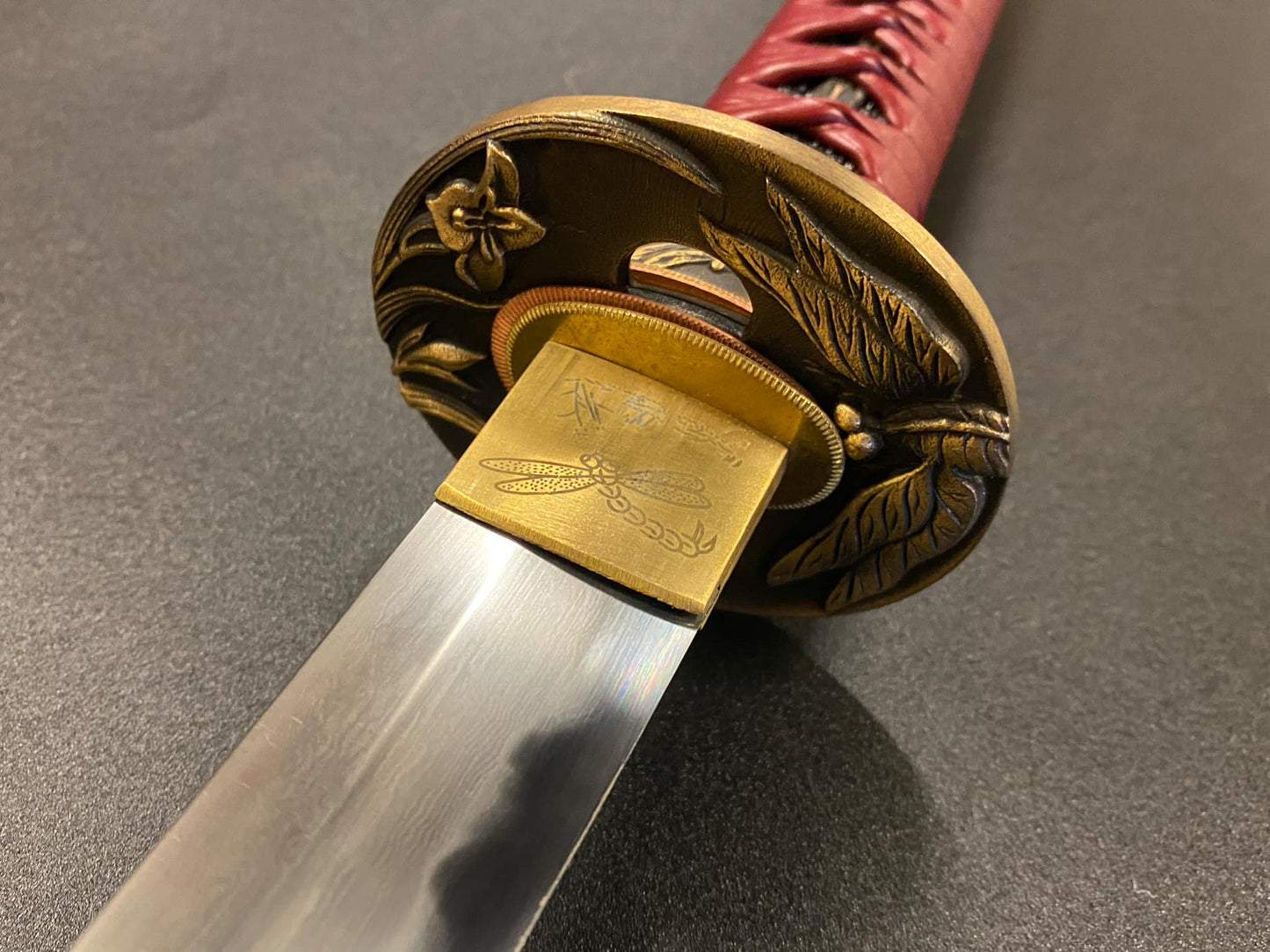 BLEMISHED Bohihyu Katana - Red Dragonfly - Folded Steel, clay tempered