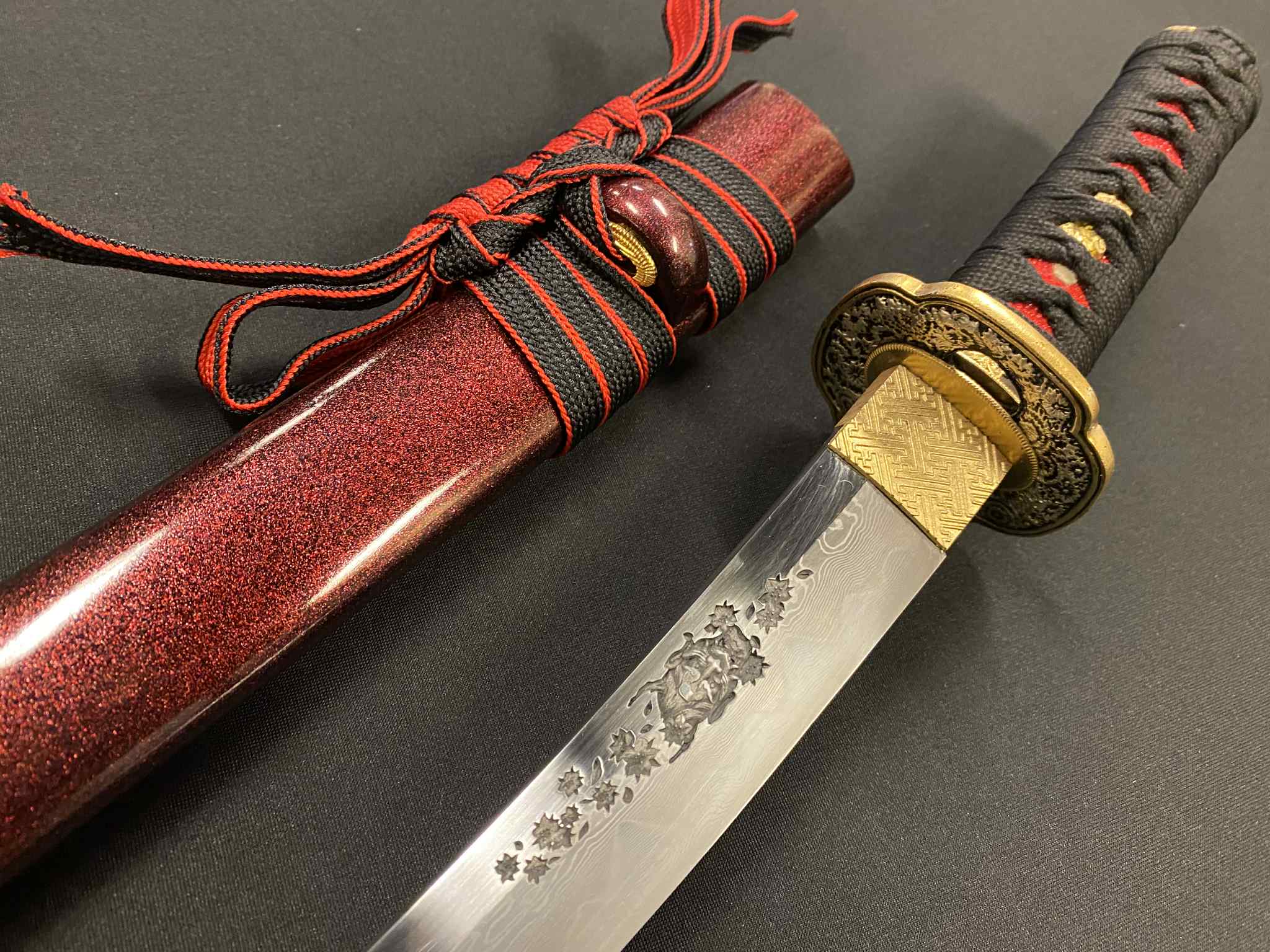 Phoenix Armory Tanto - Demon Blossoms - Folded Steel, Oni Horimono
