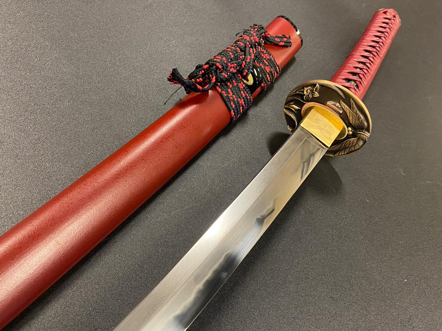 BLEMISHED Bohihyu Katana - Red Dragonfly - Folded Steel, clay tempered