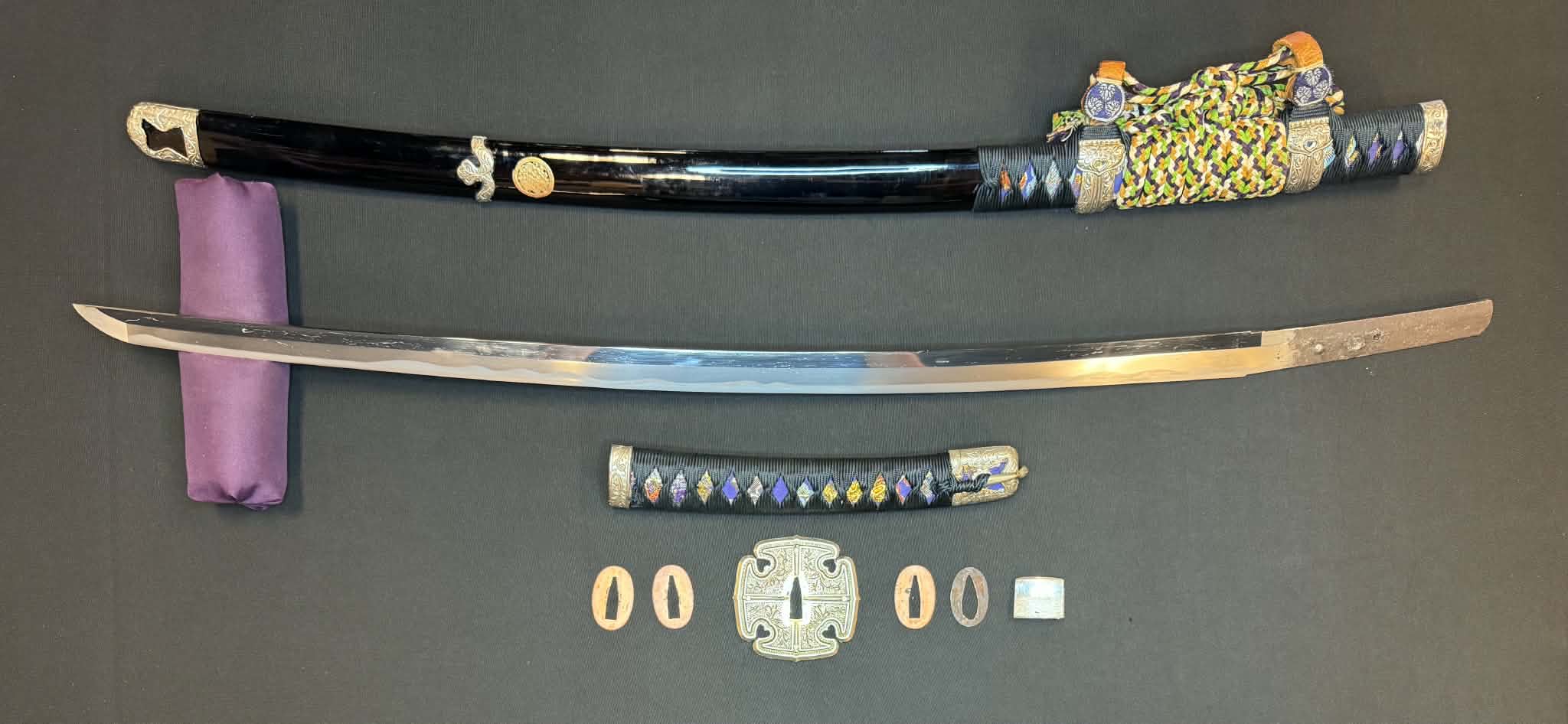 Antique Nihonto - Possible BATTLE DAMAGE Katana in Tachi Koshirae, signed Kunimune (unverified)