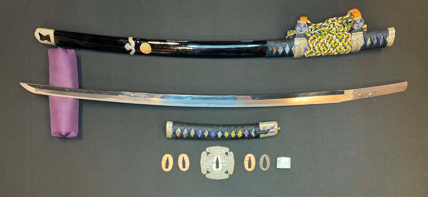 Antique Nihonto - Possible BATTLE DAMAGE Katana in Tachi Koshirae, signed Kunimune (unverified)