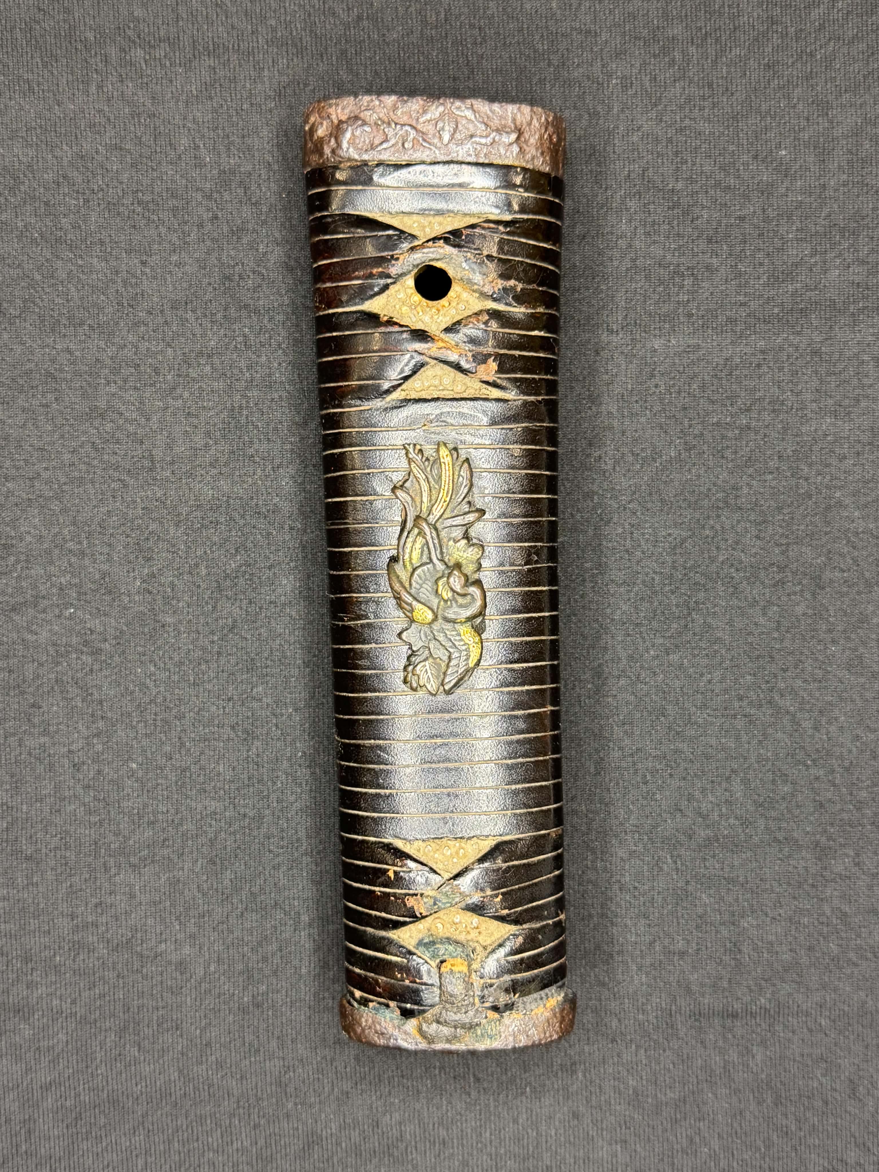 Antique Nihonto - WIDE Naginata Naoshi Wakizashi in Koshirae, signed Chikushu Ju Sa (unverified)
