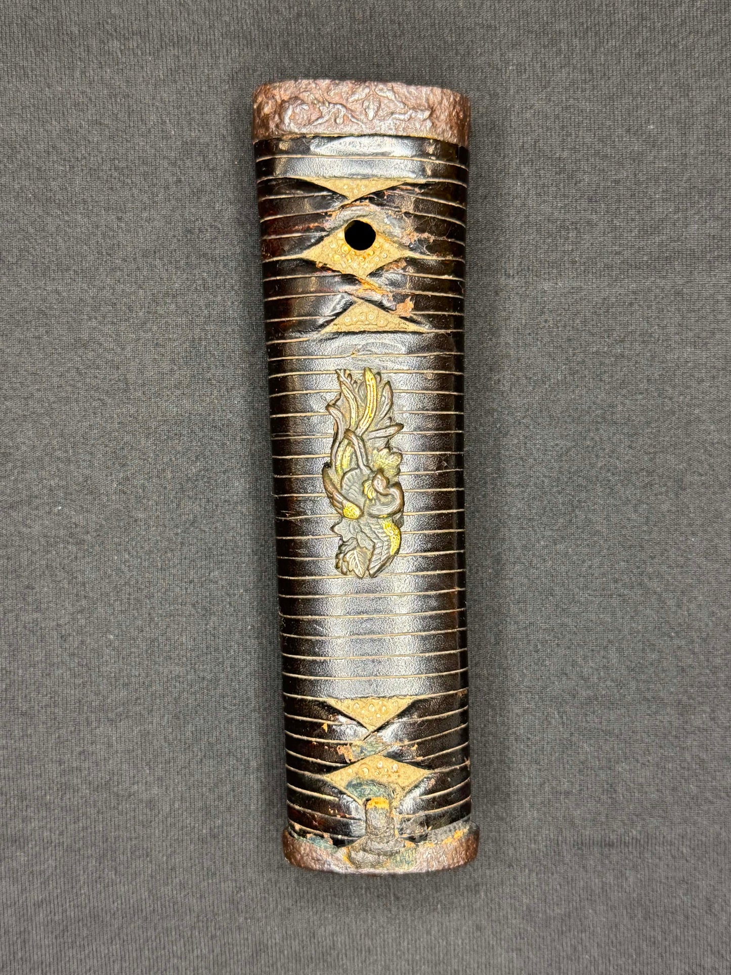 Antique Nihonto - WIDE Naginata Naoshi Wakizashi in Koshirae, signed Chikushu Ju Sa (unverified)