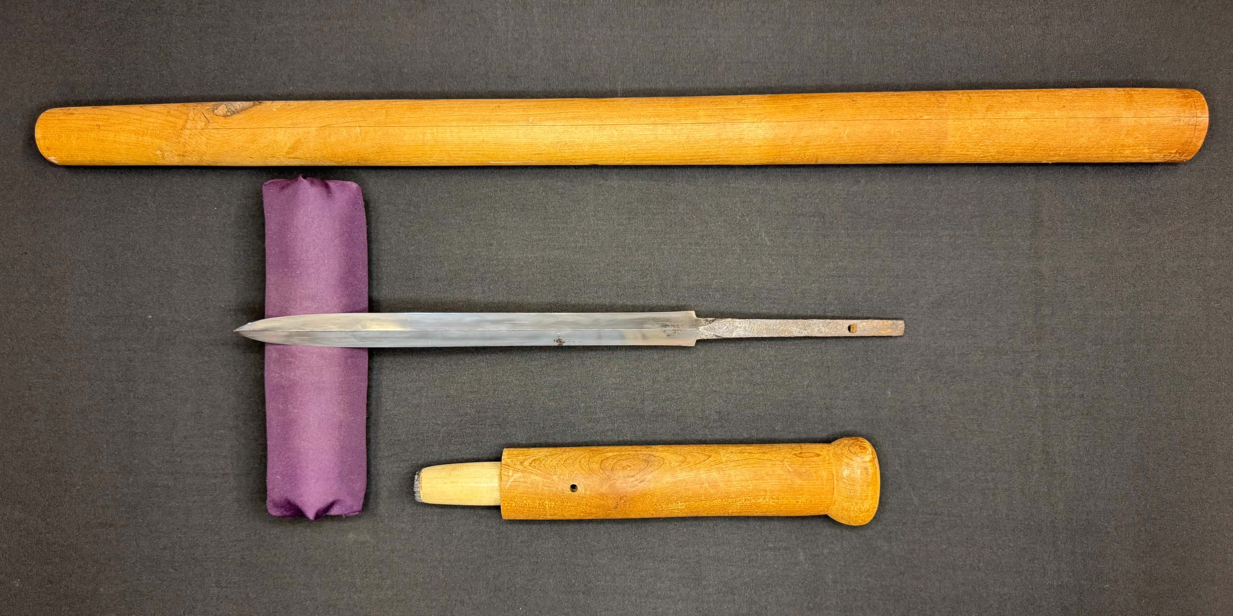 Antique Nihonto - Sankaku Yari in Shikomizue mounts (Stick Sword), signed -tsune
