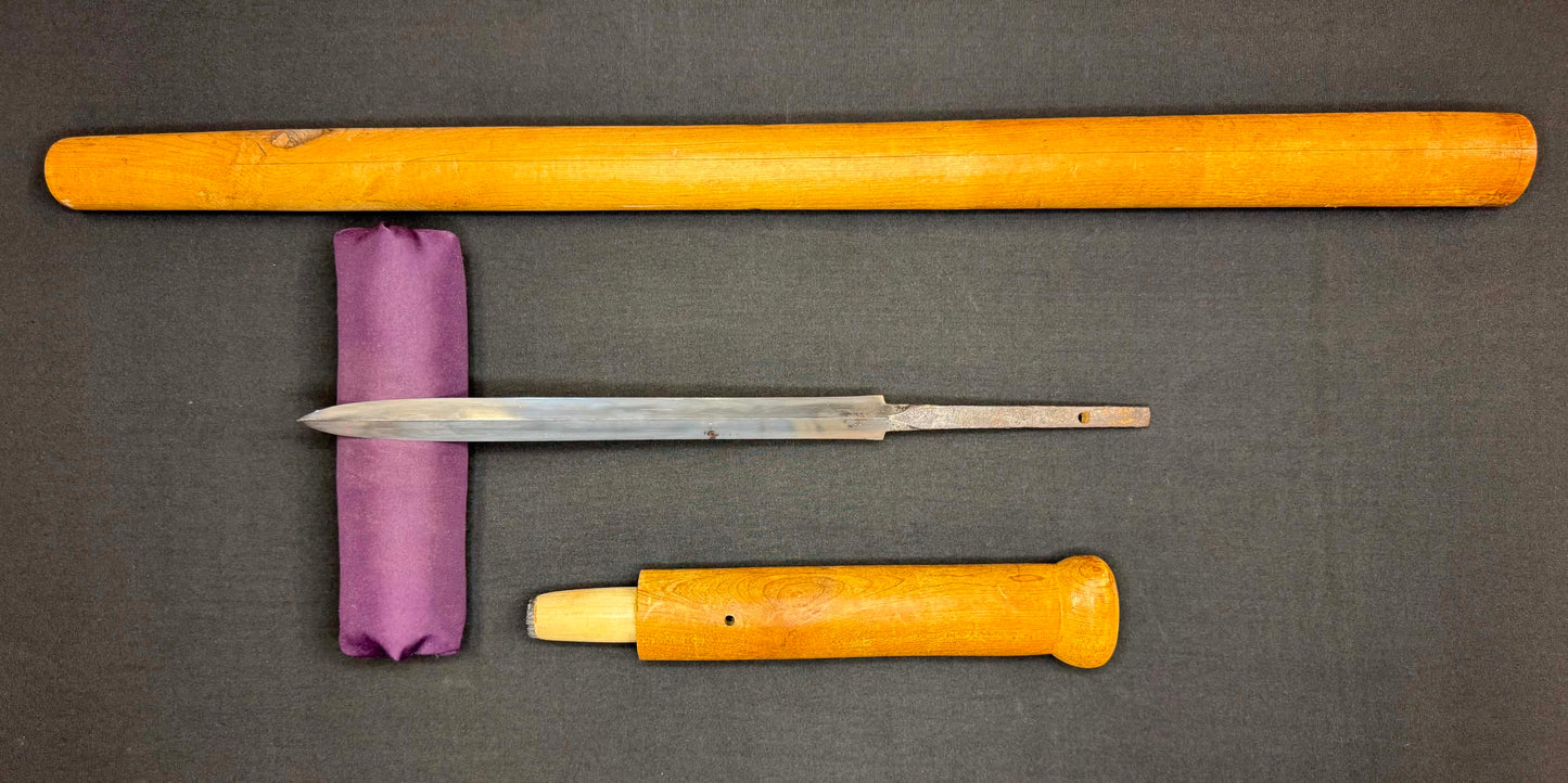 Antique Nihonto - Sankaku Yari in Shikomizue mounts (Stick Sword), signed -tsune