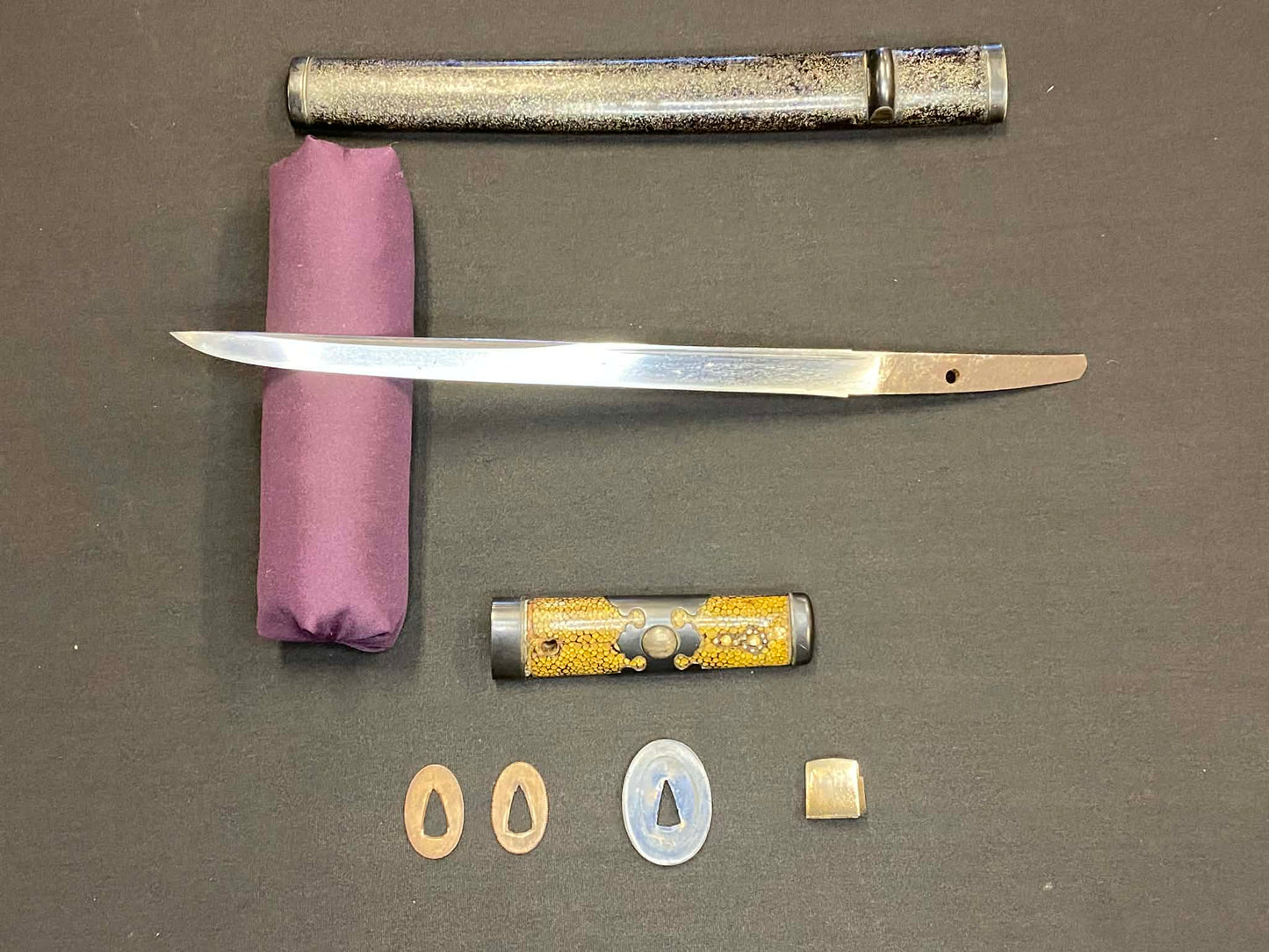 Antique Nihonto -  Kikuchi Yari Tanto in Hamidashi Koshirae - Late Muromachi Period