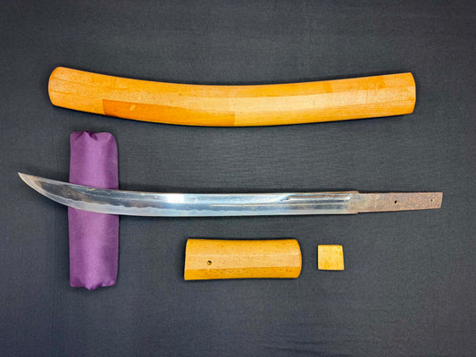 Antique Nihonto - Naginata Naoshi Wakizashi in Shirasaya, signed Soshu Ise Daijo (unverified)
