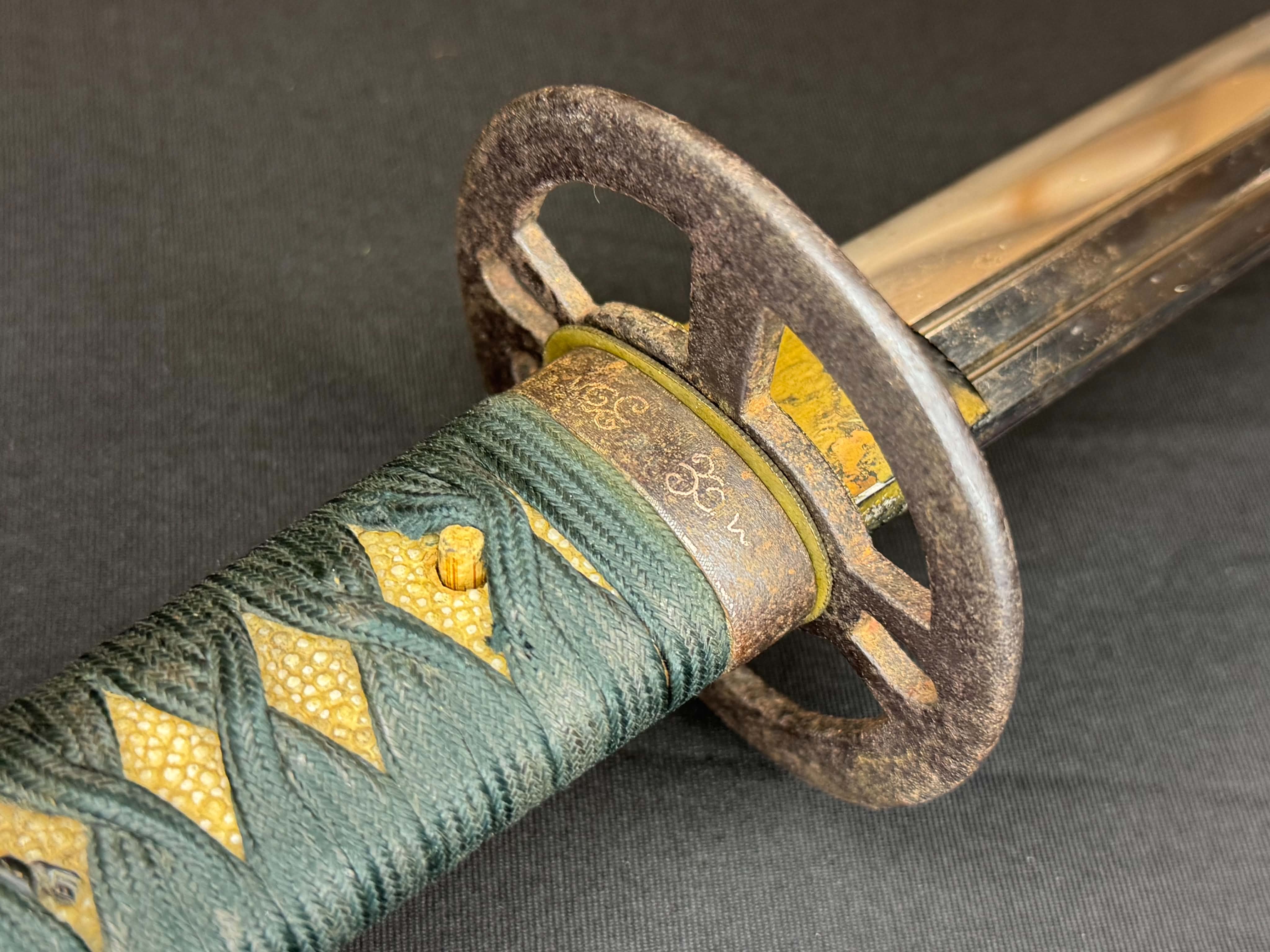 Antique Nihonto - Katana in Handachi Koshirae, Signed Chikushu Ju Sa Yasuchika, Dated Genji 1 (1864) NBTHK Certified