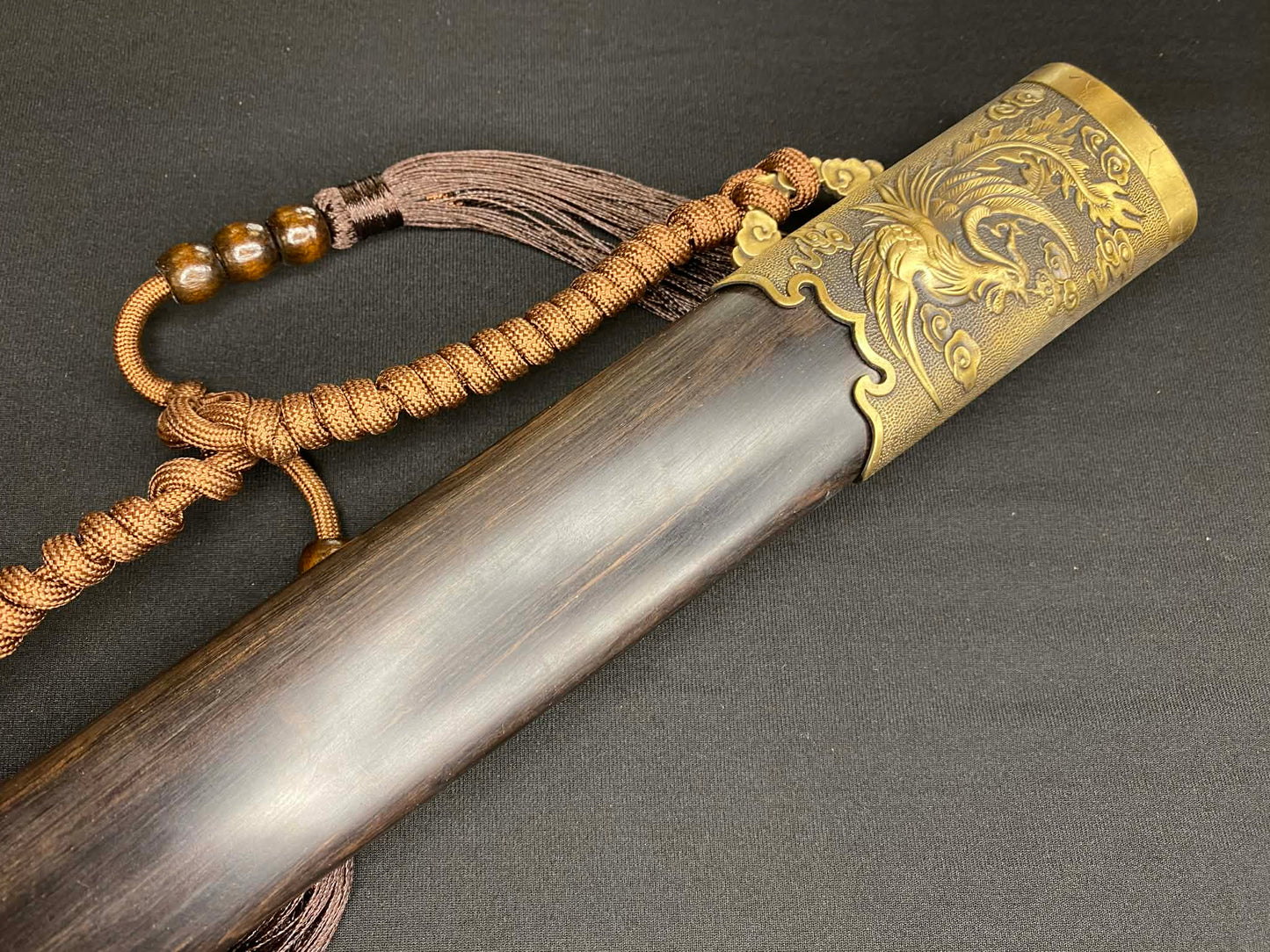 Phoenix Armory Qing Jian - Phoenix Flight four-faced Damascus, Brass fittings