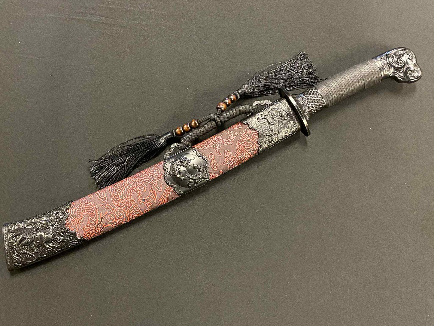 Dao Dagger - Tiger Dueling Dragon - Etched Manganese Steel