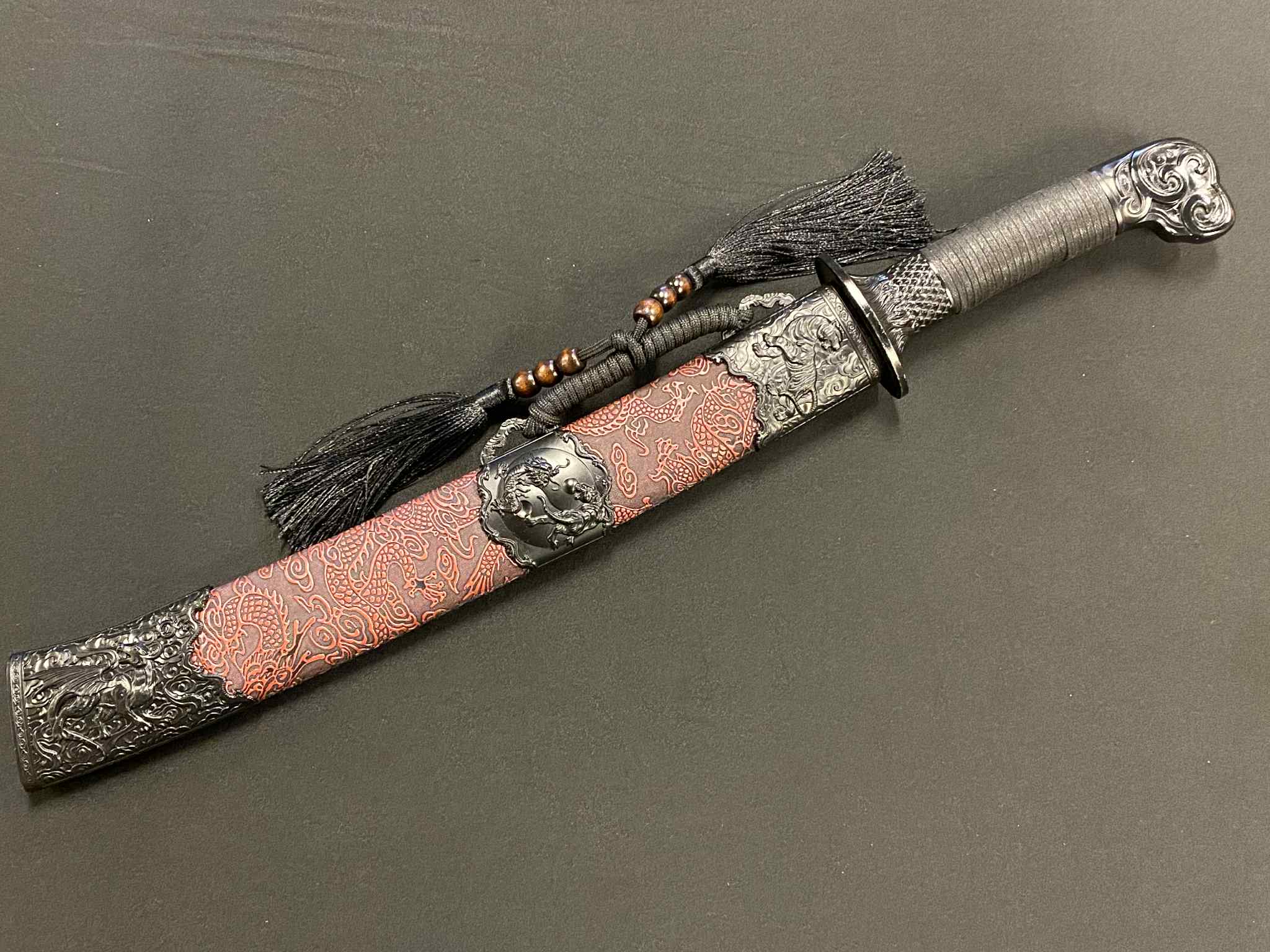 Dao Dagger - Tiger Dueling Dragon - Etched Manganese Steel