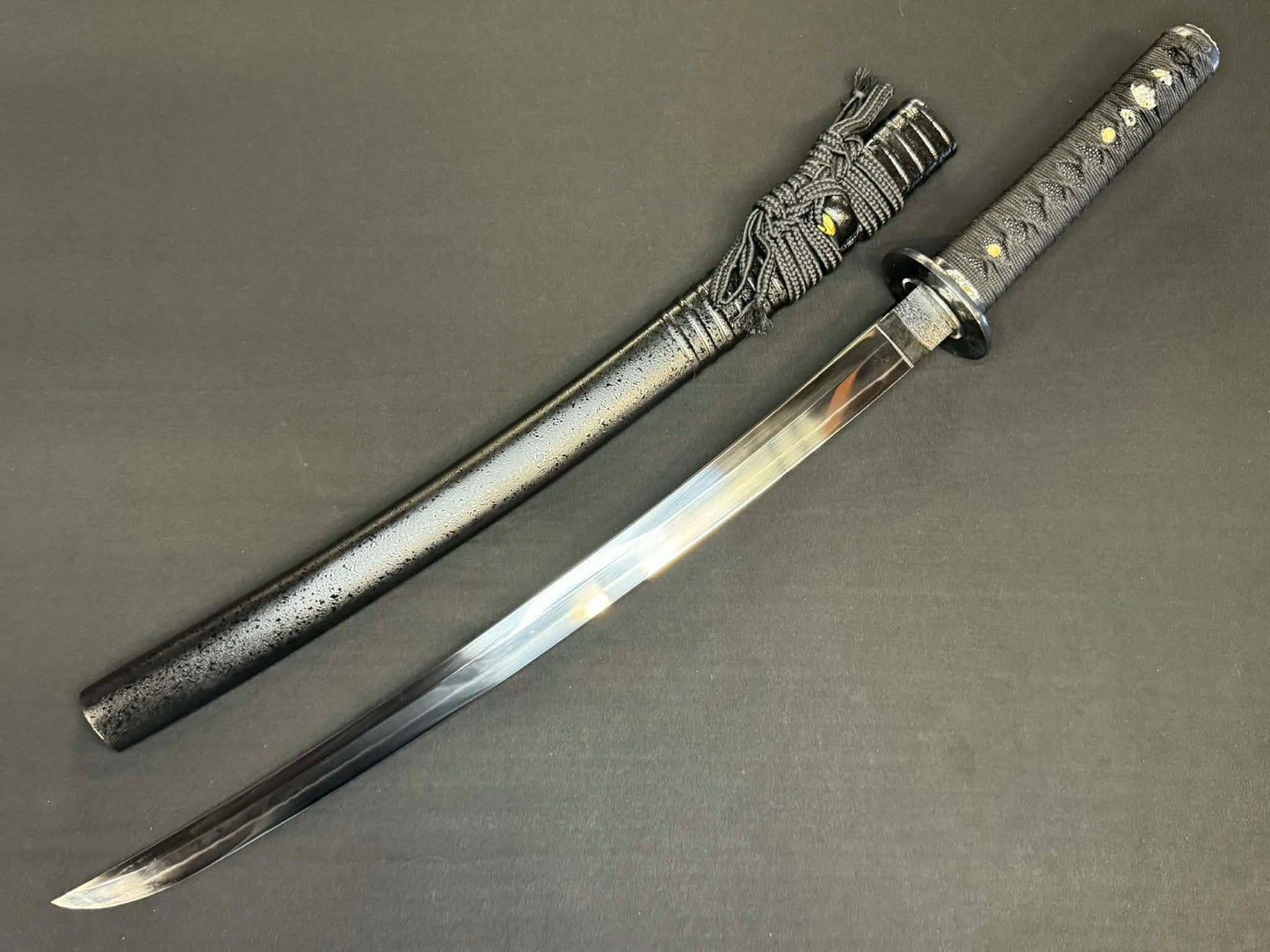 PRE-ORDER Legacy Steel Dark Oni Iris Reaper Wakizashi  - 1095 Clay Tempered shobu Zukuri Suguha