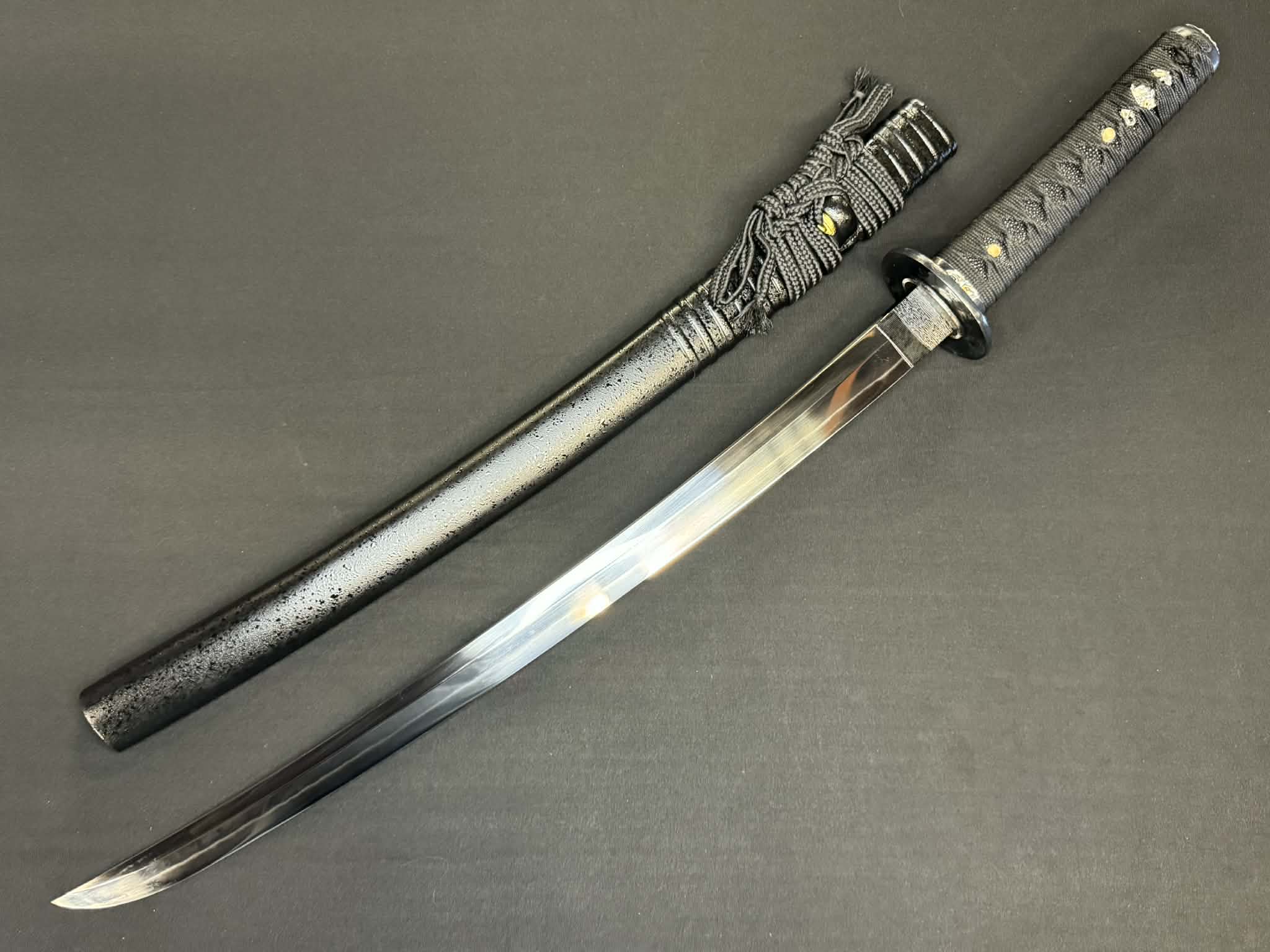 Legacy Steel Dark Oni Iris Reaper Wakizashi  - 1095 Clay Tempered shobu Zukuri Suguha