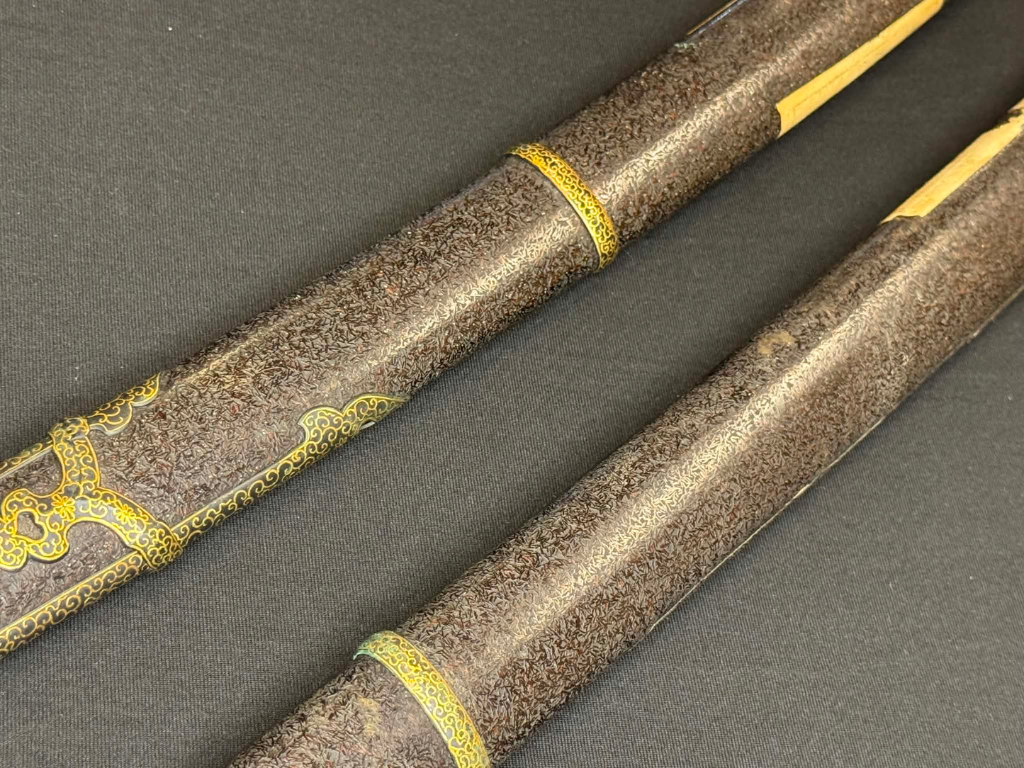 Antique Nihonto - Daishou Katana (NBTHK attributed to Fujiwara Takada) and Wakizashi (NBTHK attributed to Echizen Seki) in Handachi Koshirae