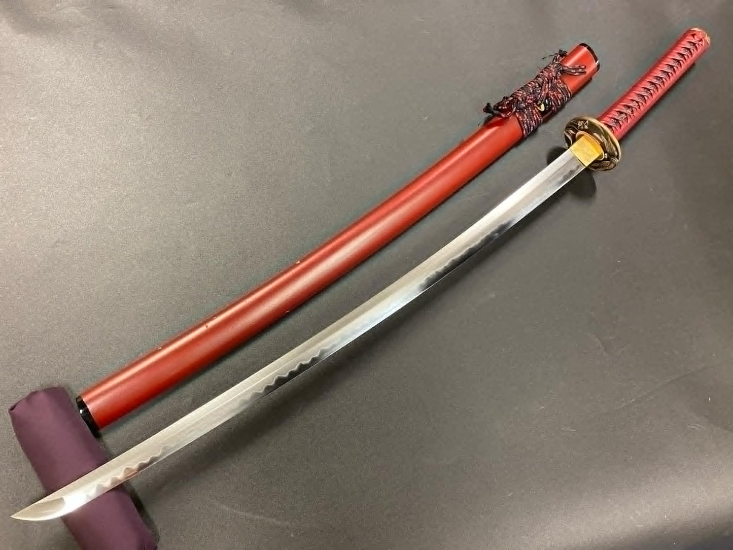 BLEMISHED Bohihyu Katana - Red Dragonfly - Folded Steel, clay tempered