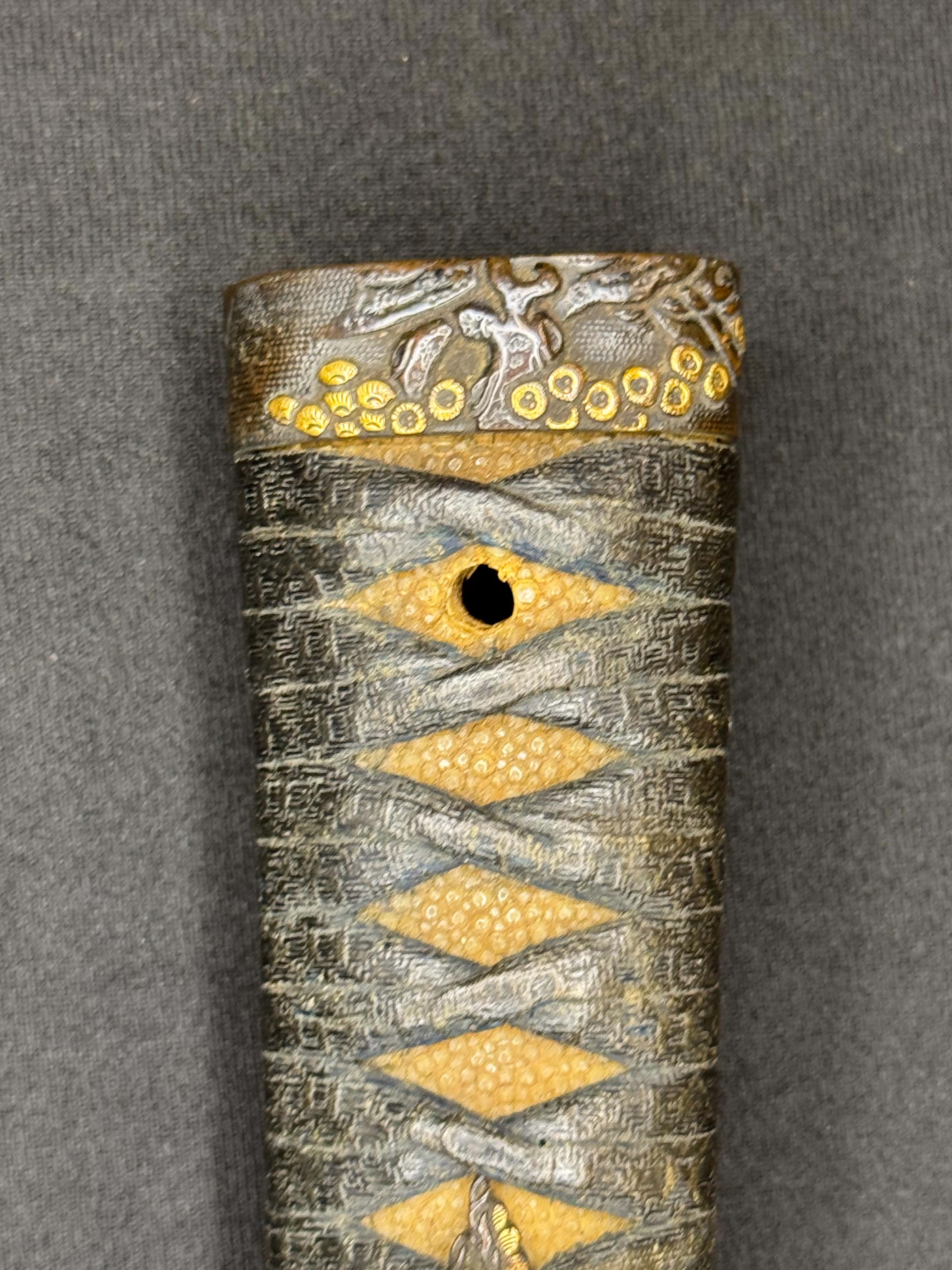 Antique Nihonto - Wakizashi with koshirae, Tsunagigaki attributed to Shimosaka