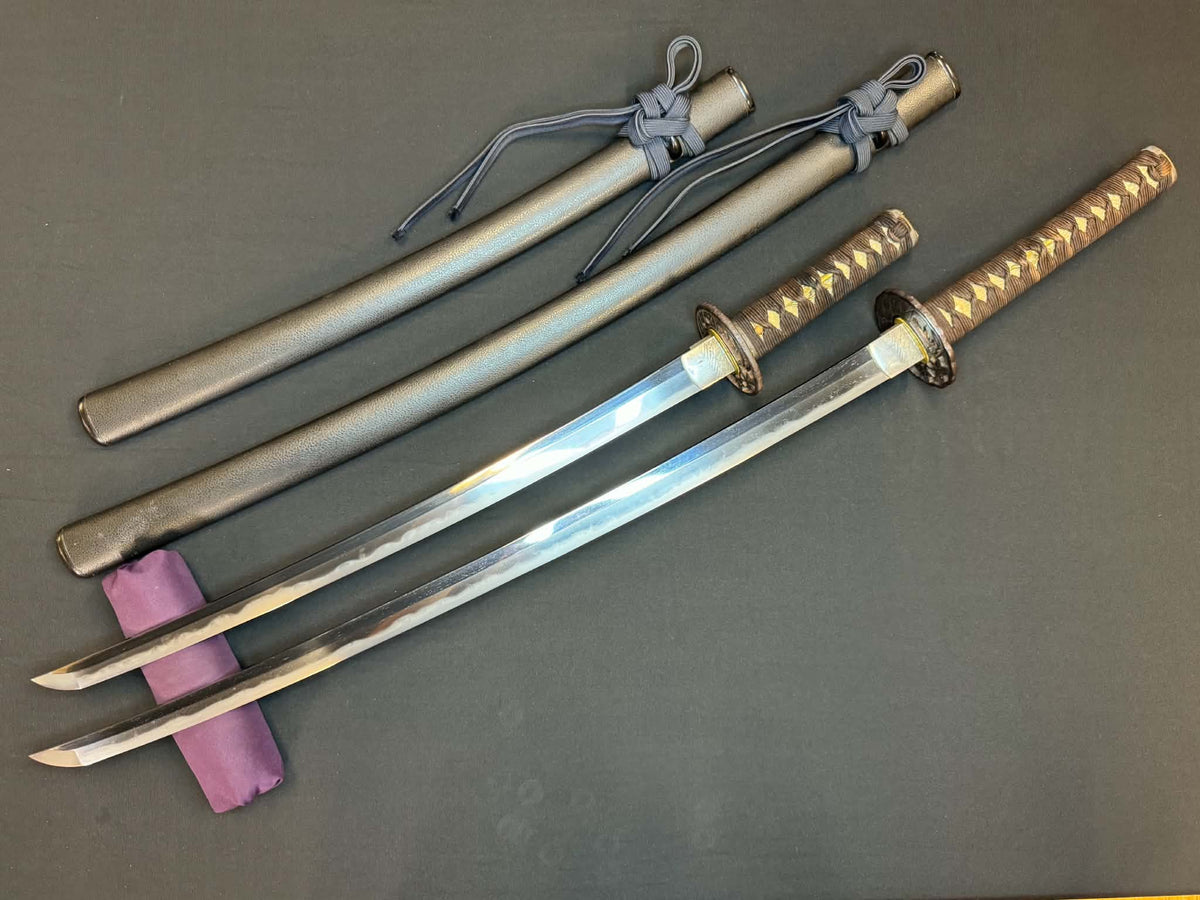Antique Nihonto - Daishou with Koshirae. Wakizashi Signed Omi No Kuni Fujiwara Norihiro, Katana signed Bitchu no Kami Tachibana Yasuhiro, NBTHK certified