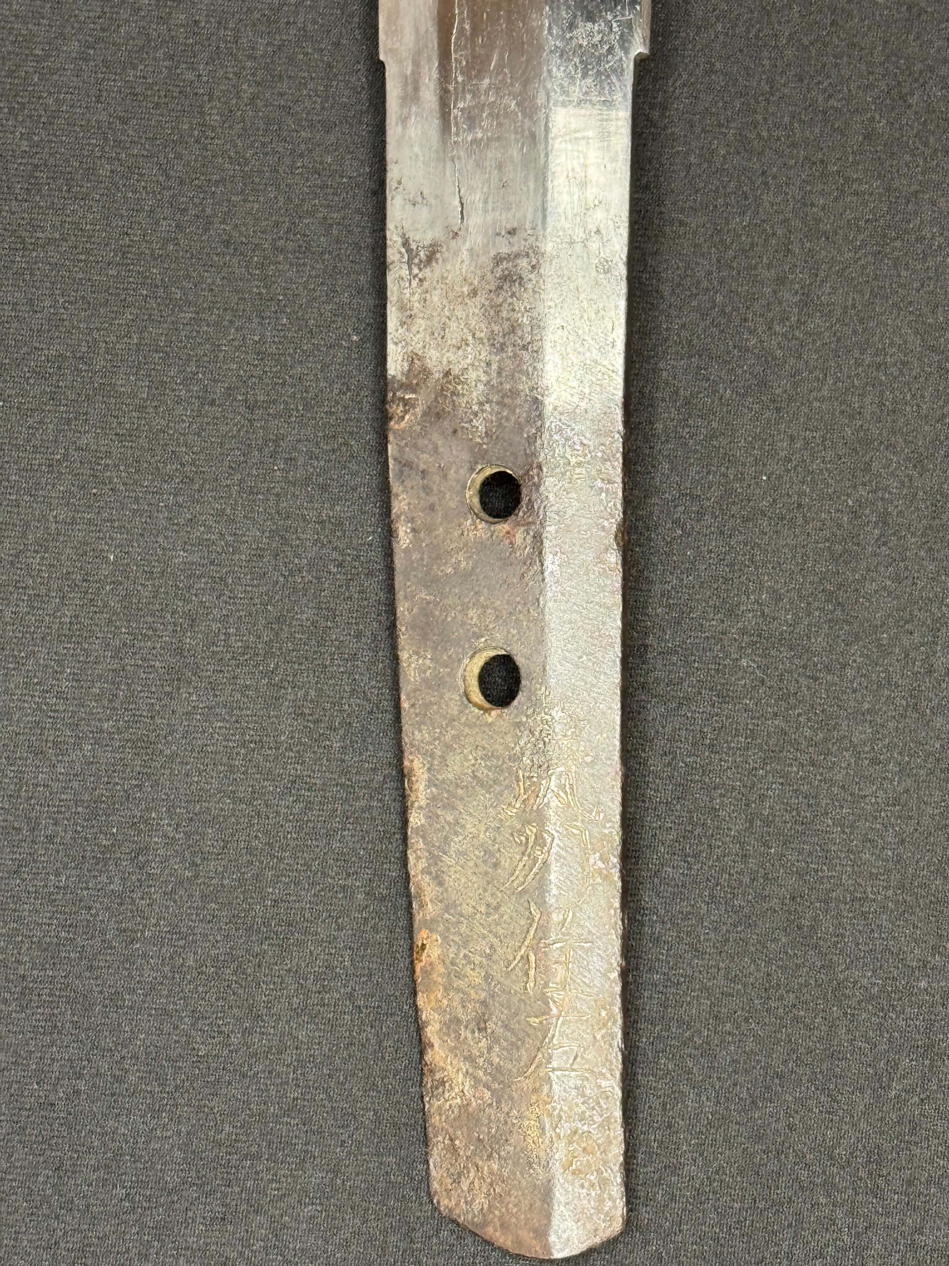 Antique Nihonto - WIDE Naginata Naoshi Wakizashi in Koshirae, signed Chikushu Ju Sa (unverified)