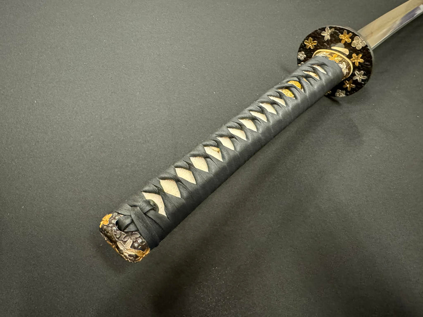 Moritaka Razor Prestige Katana - Gold Cherry Petals - Clay-Tempered T10 Choji hamon, Hazuya Polish