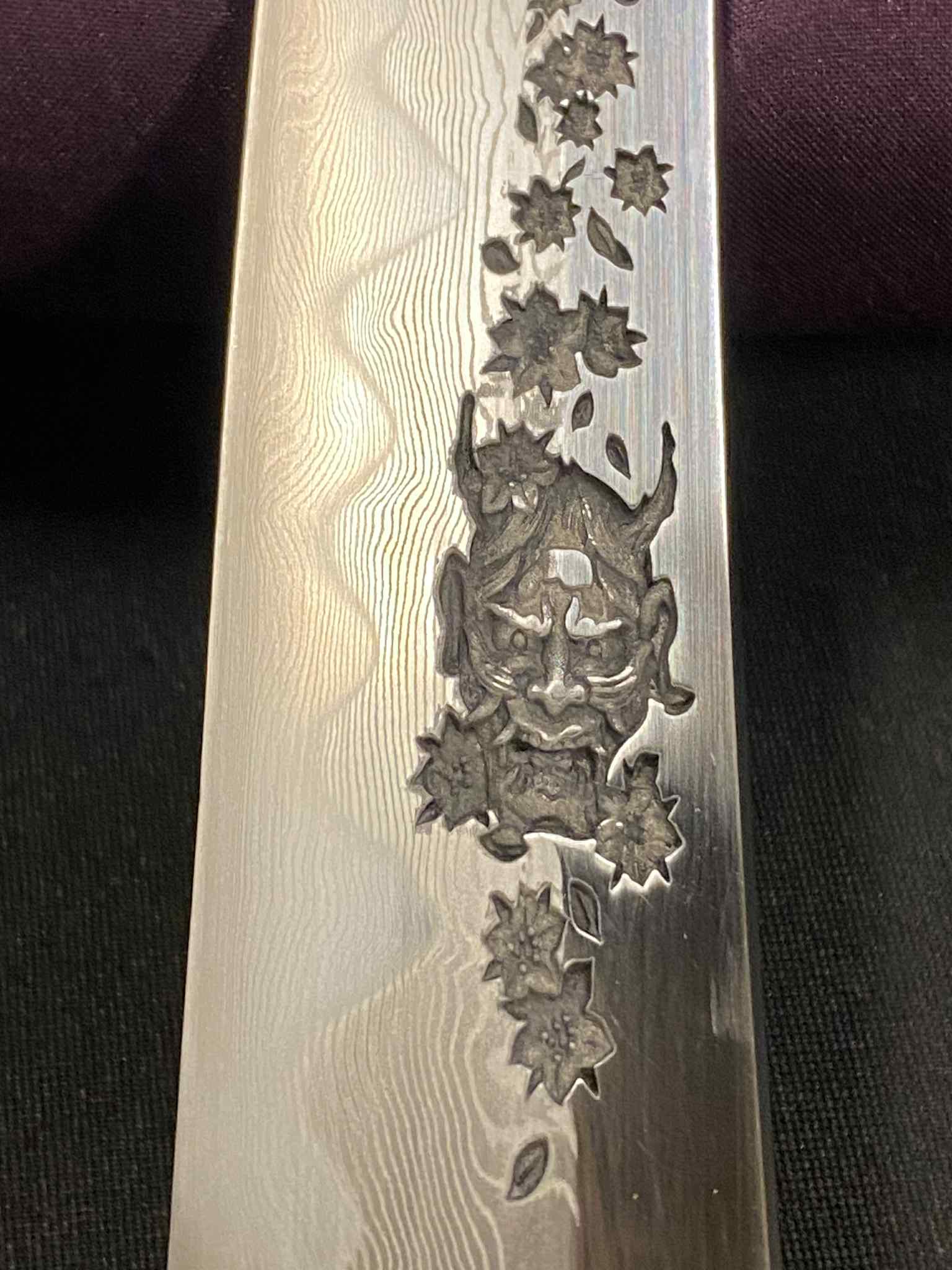 Phoenix Armory Tanto - Demon Blossoms - Folded Steel, Oni Horimono