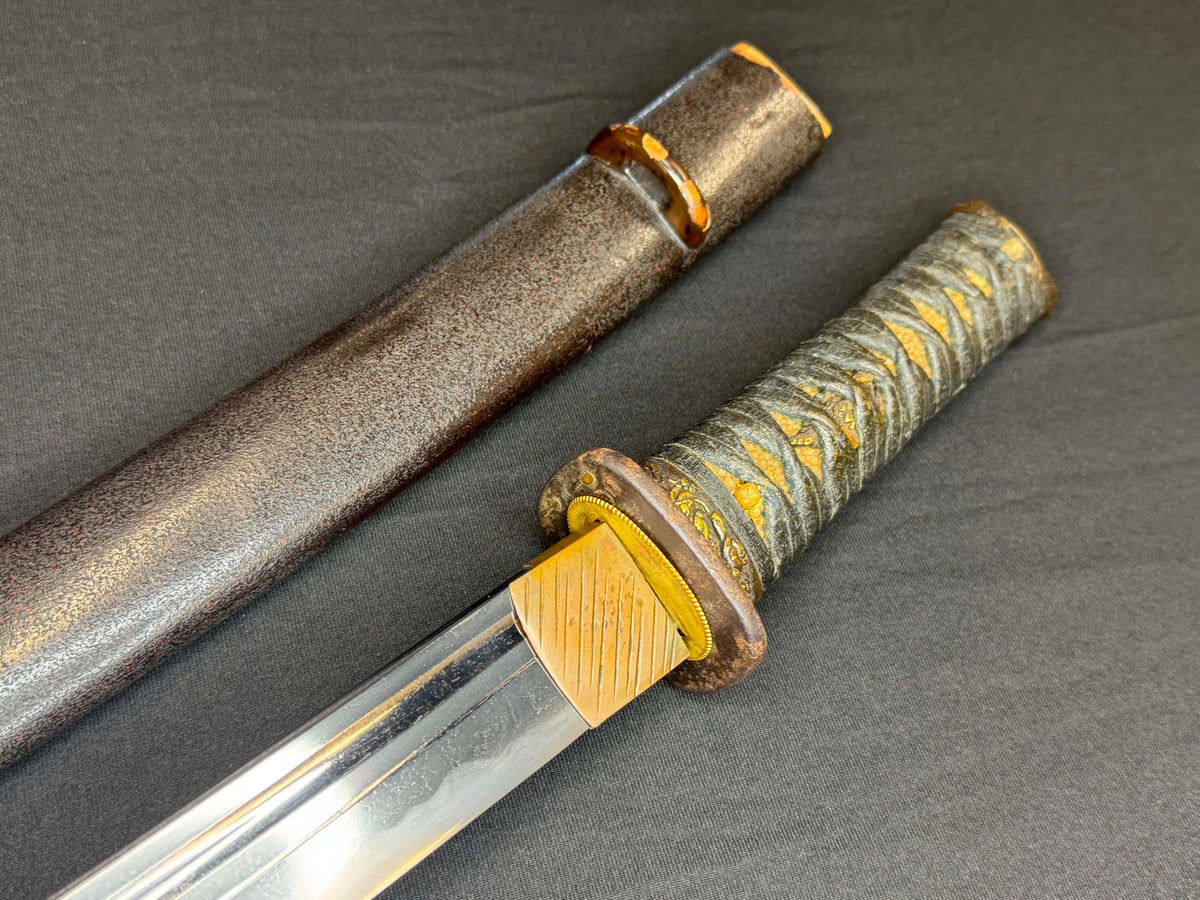 Antique Nihonto - Wakizashi with koshirae, Tsunagigaki attributed to Shimosaka