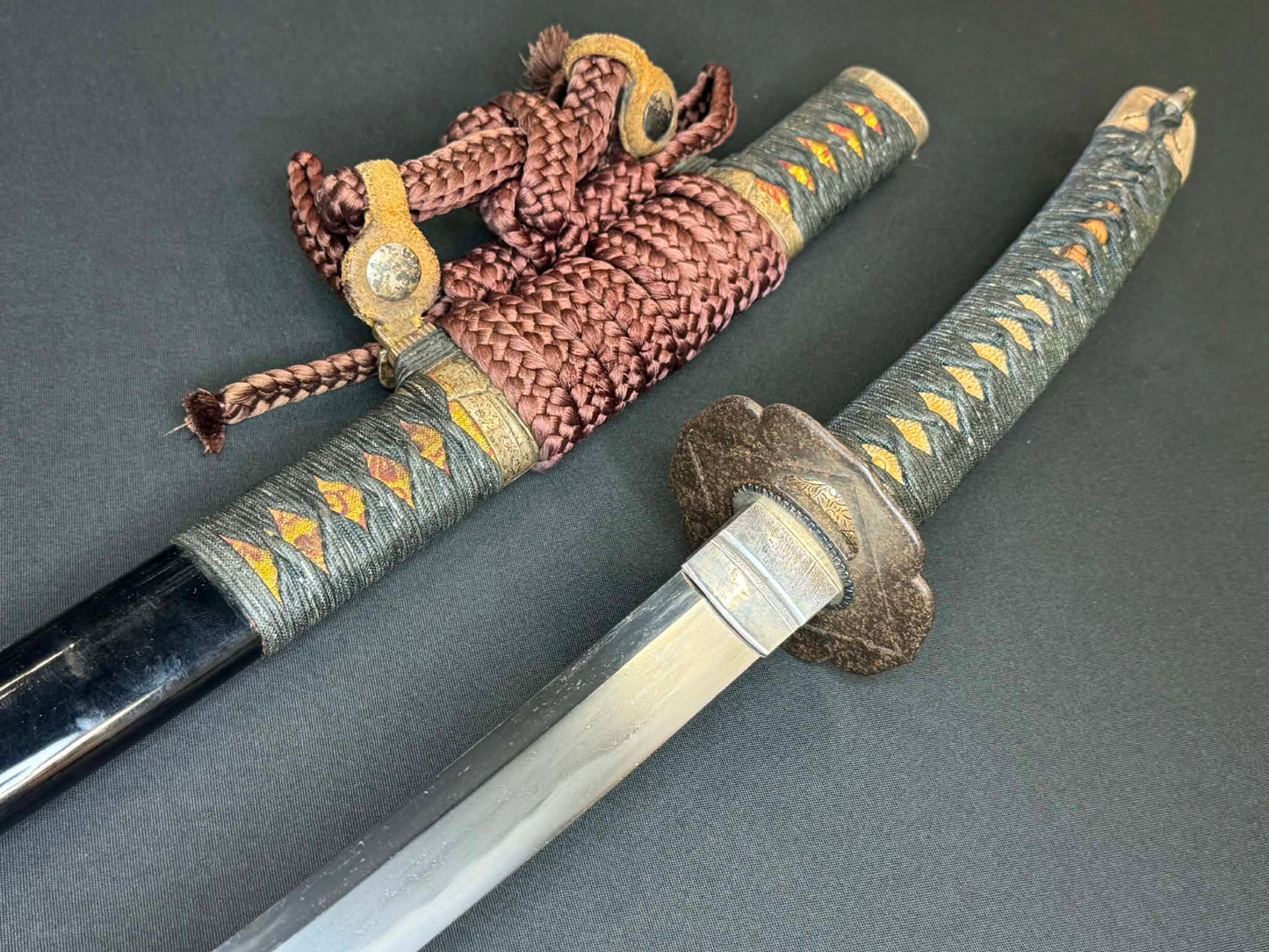 Antique Nihonto - POSSIBLE BATTLE DAMAGE Katana with Tachi Koshirae, signed Tsuguie (not verified)