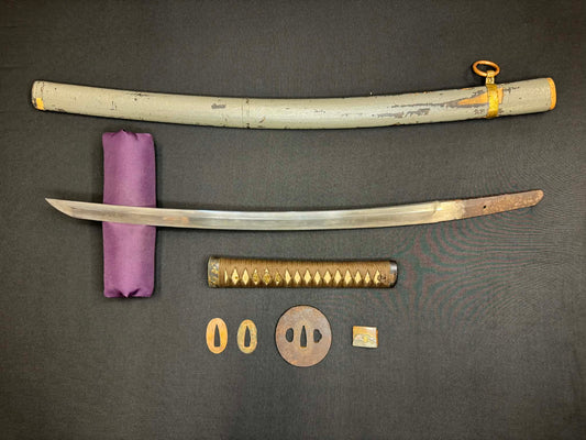 Antique Nihonto - Late Muromachi Katana in WW2 pilot Gunto fittings - Signed Tomotsugu
