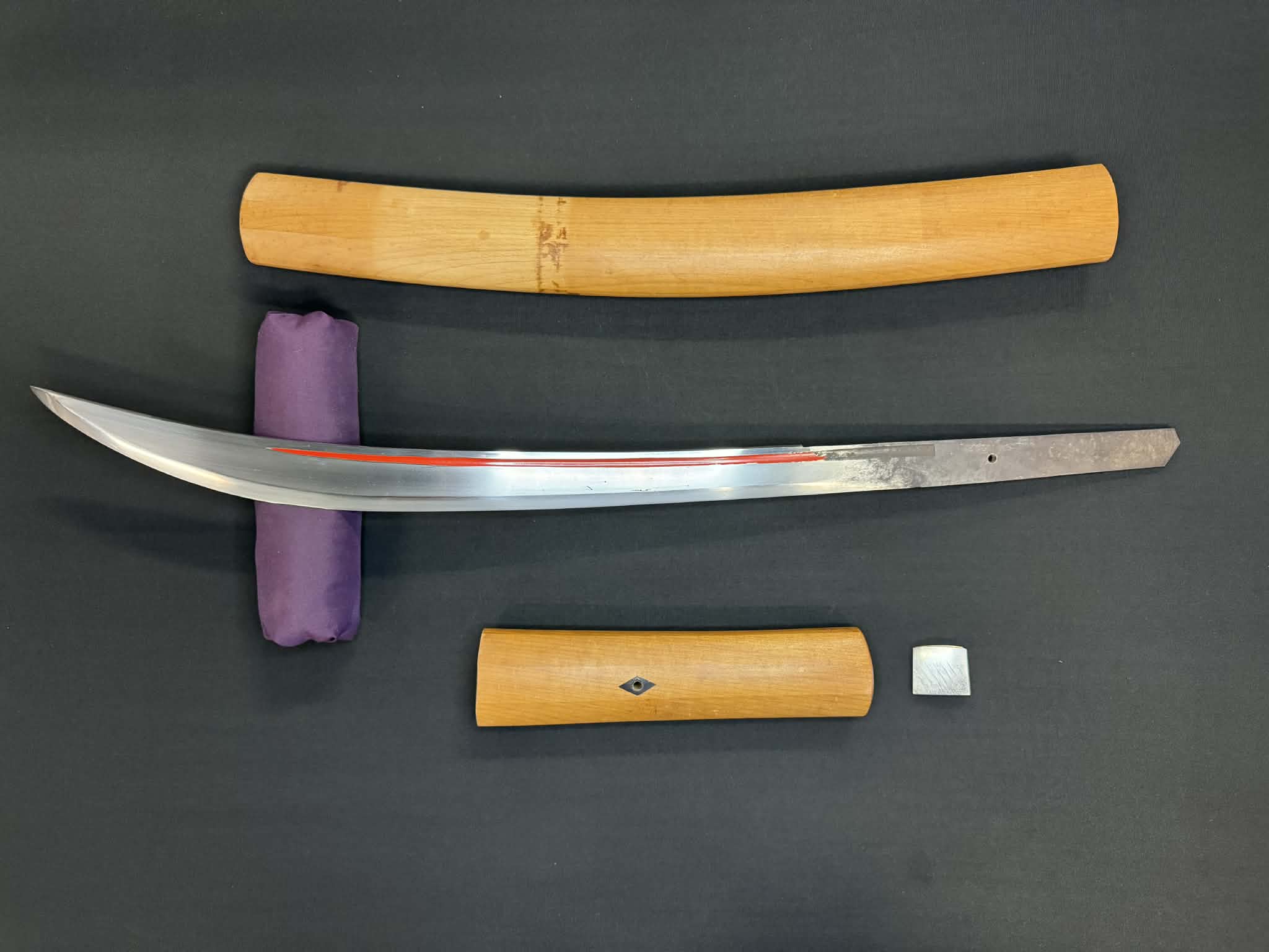 Antique Nihonto - Naginata Naoshi Katakiriha Wakizashi in Shirasaya - signed Echizen no Kuni Ju Kanetane (unverified)