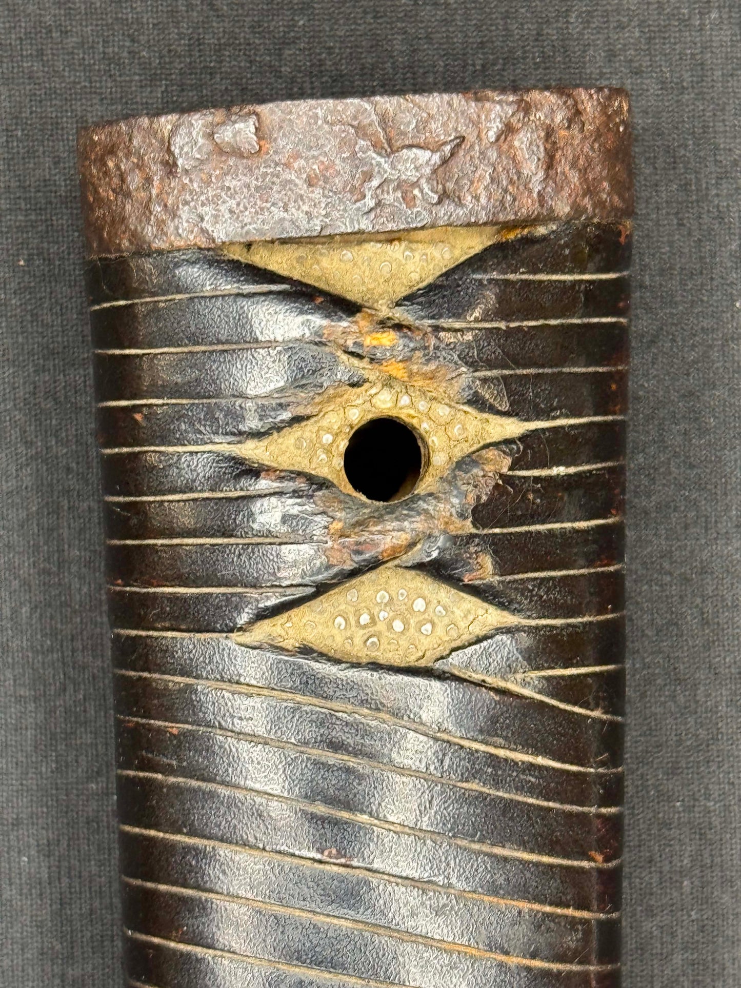 Antique Nihonto - WIDE Naginata Naoshi Wakizashi in Koshirae, signed Chikushu Ju Sa (unverified)