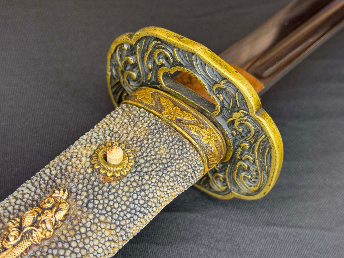 Antique Nihonto - VERY LONG, VERY CURVED Katana in Tachi Koshirae with SAIHA HAGIRE