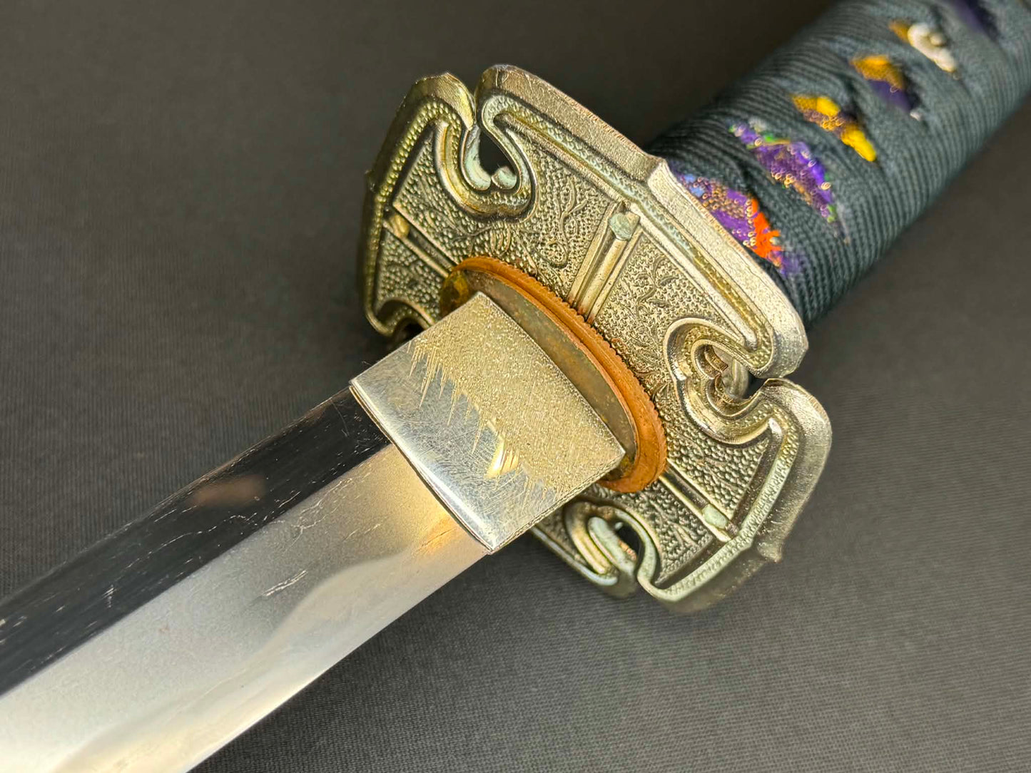 Antique Nihonto - Possible BATTLE DAMAGE Katana in Tachi Koshirae, signed Kunimune (unverified)