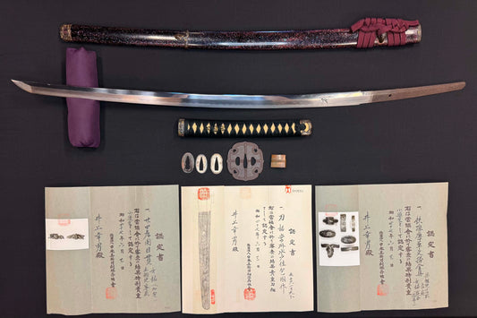 Antique Nihonto - Edo Period (150-200 years old) Katana in Handachi Koshirae, signed Joshu Mito Ju Kanekuni Saku, Three NBTHK certifications