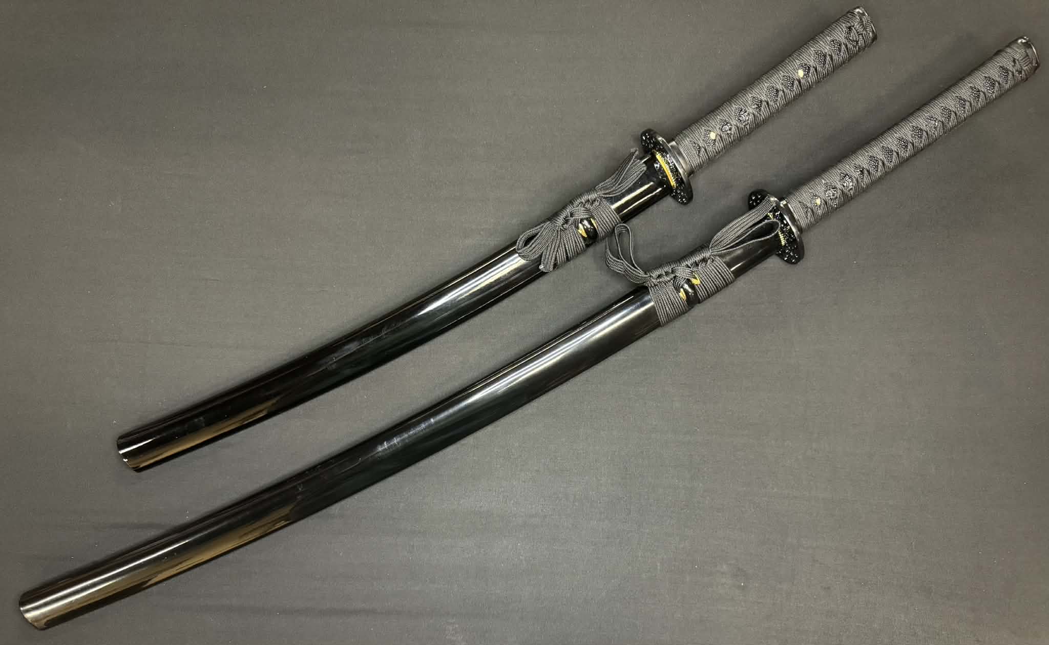 2-sword set Phoenix Armory Katana Wakizashi Daishou - 65mn Black Blade