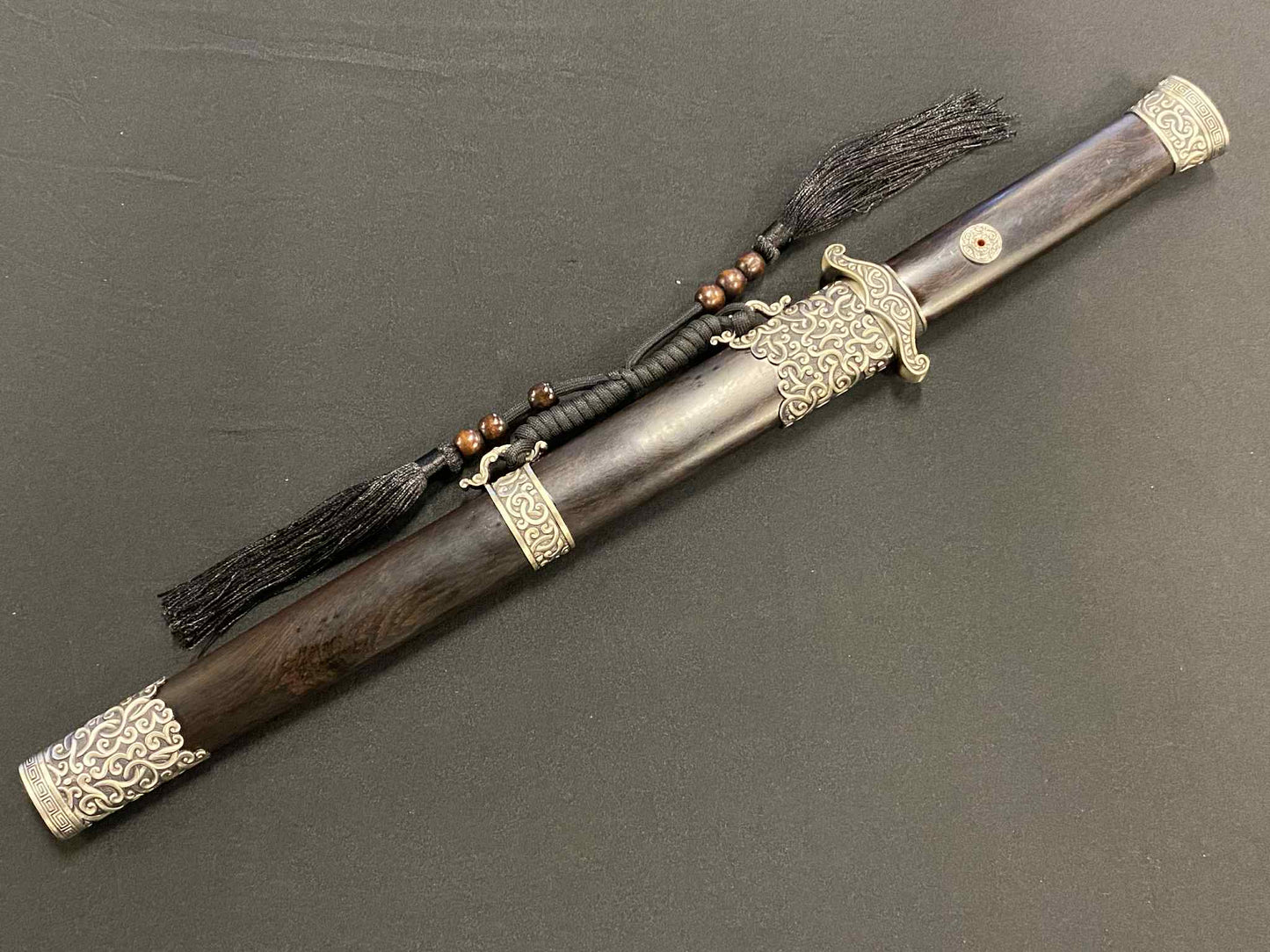 Eight Face Dagger - Ebony Scroll - Damascus