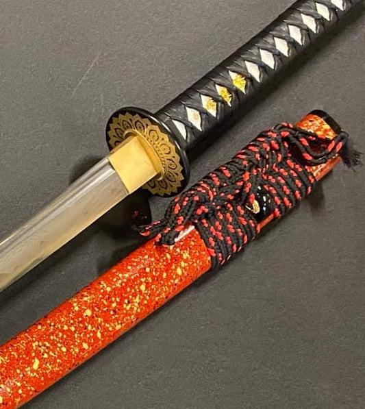 Bohihyu Katana - Red Kaleidescope - Folded Steel, clay tempered