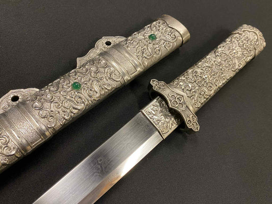 Tang Dagger - Silver Lattice - Damascus