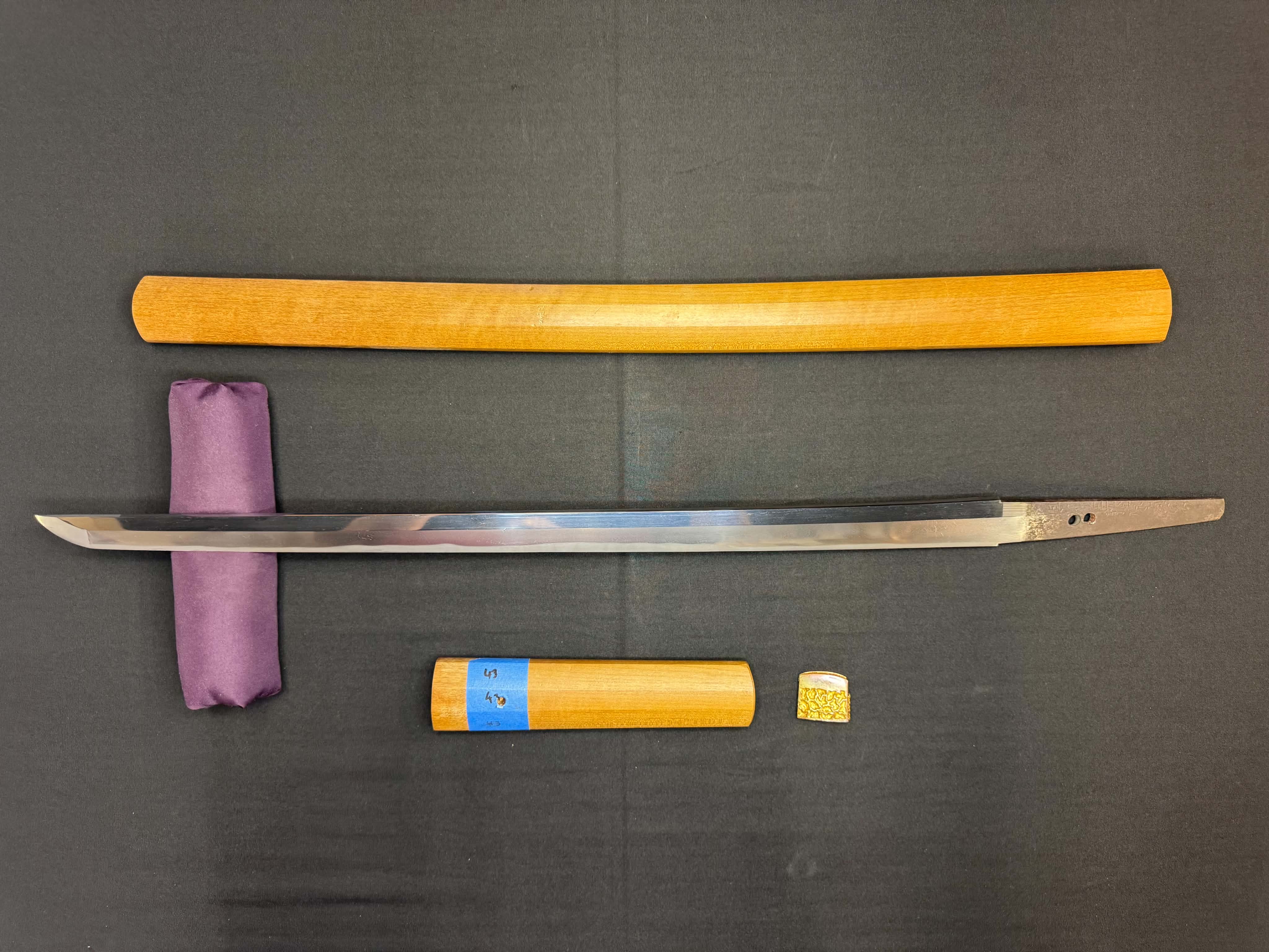 CONSIGNMENT Antique Nihonto - Wakizashi in Shirasaya, signed Settsu Ju Fujiwara Sadatsugu (unverified)